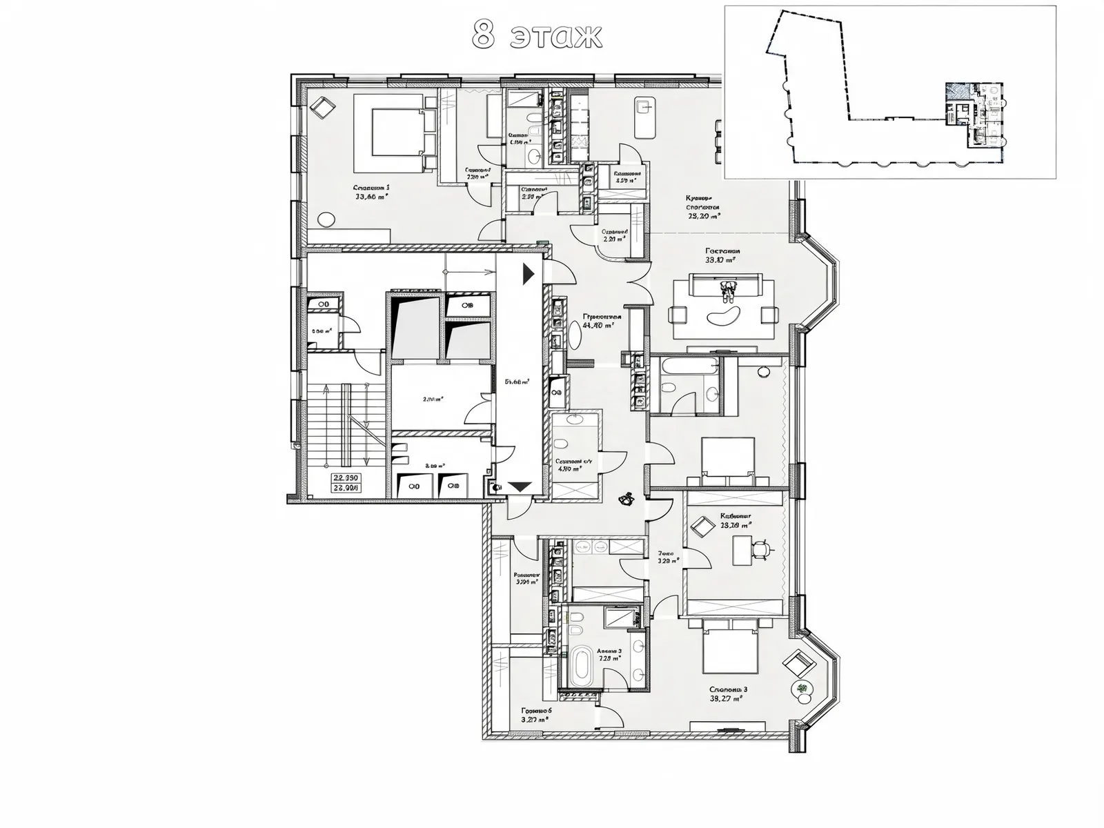 5-комнатная квартира 282,8 м² в ЖК «Симфония набережных»