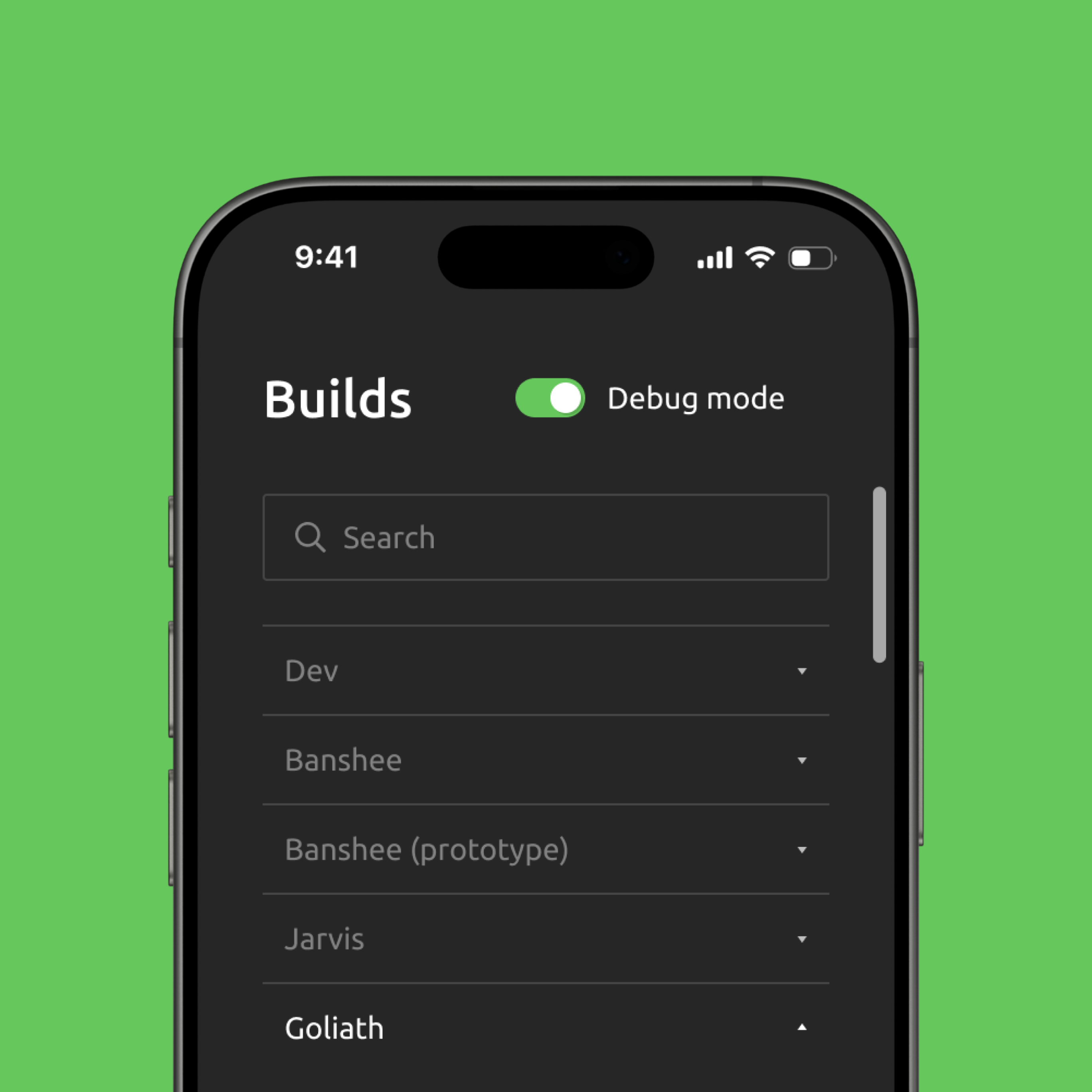На экране отображаются списки билдов и стадии его отработки с возможностью детального просмотра и отслеживания проблемных мест Изображение