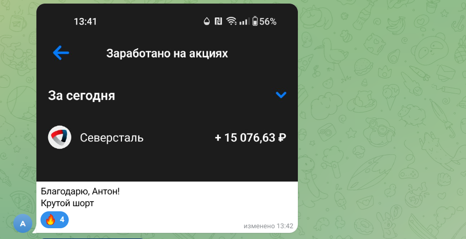 Результат сделки участника клуба TrendClub — 15