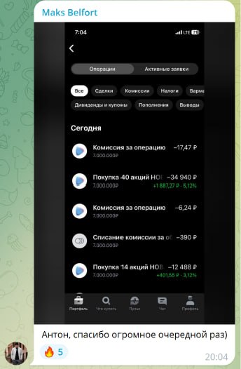Результат сделки участника клуба TrendClub — 8