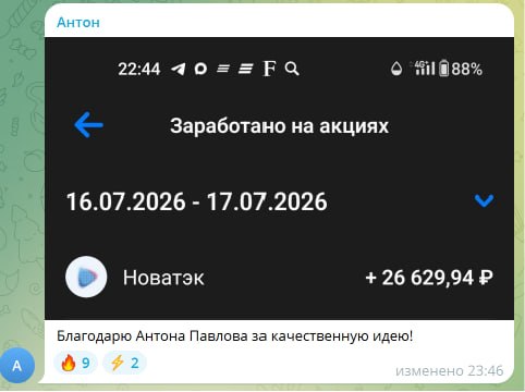 Результат сделки участника клуба TrendClub — 9