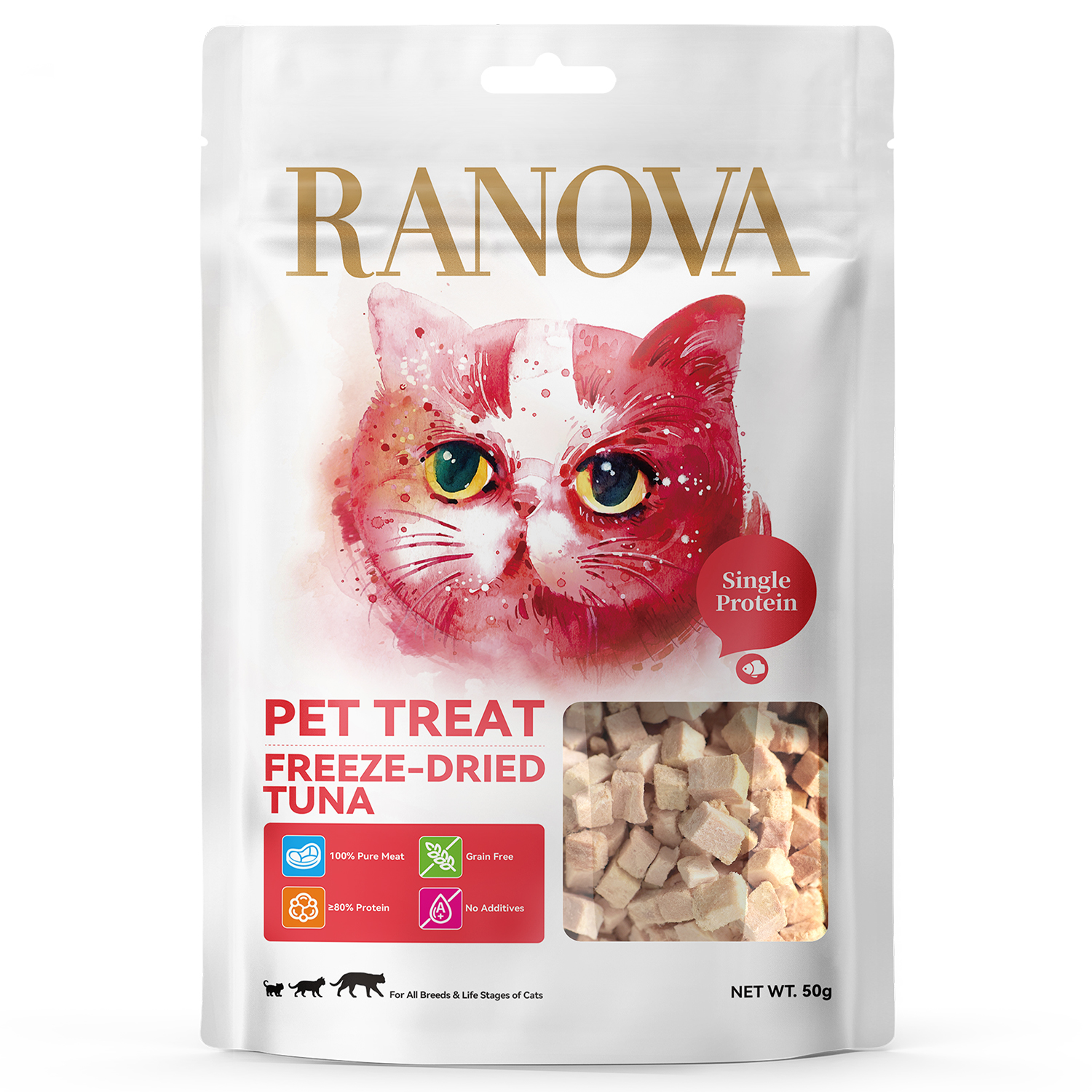 Лакомство Ranova для кошек сублимированное Тунец, 50 г