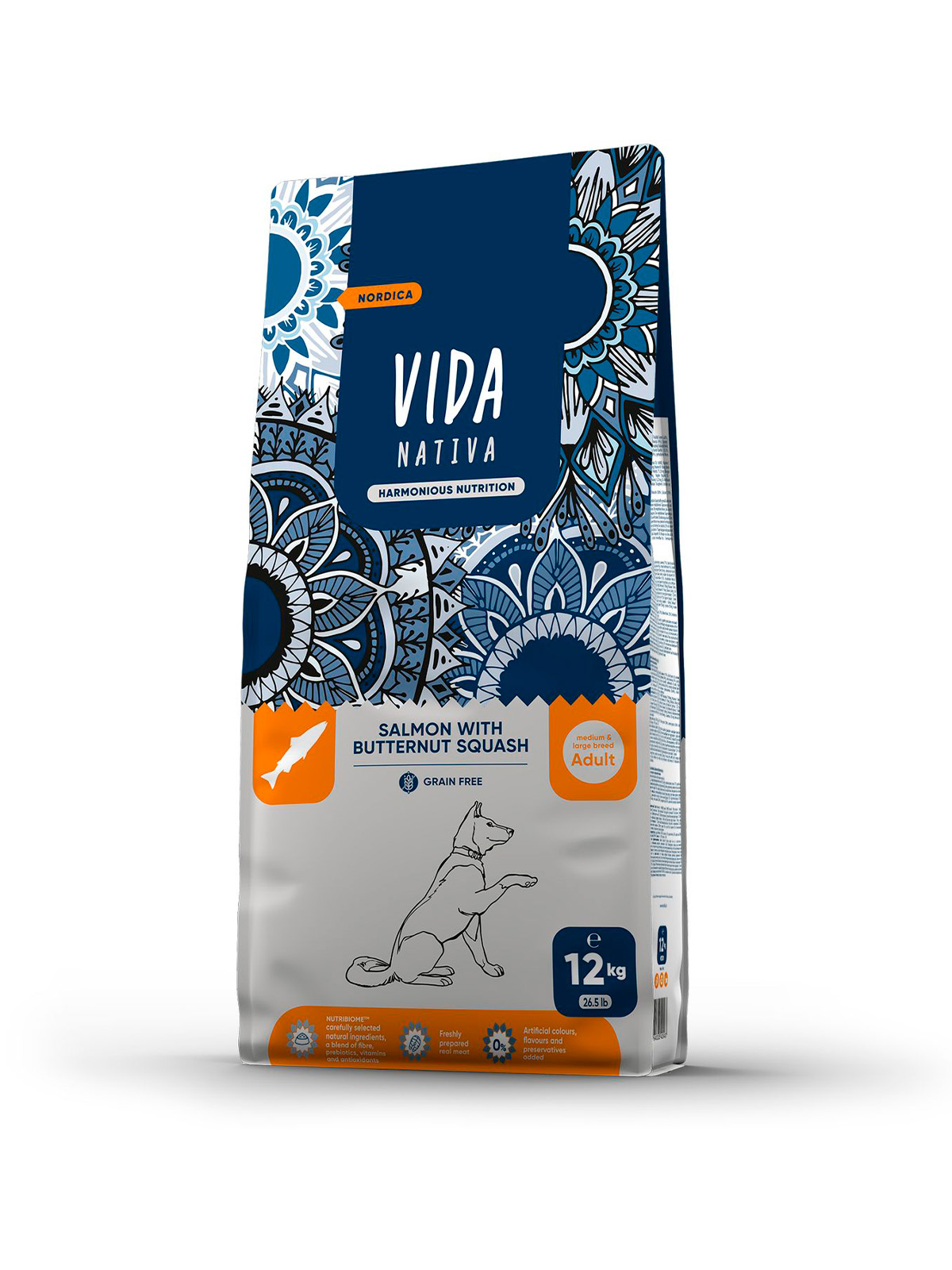 Сухой корм VIDA NATIVA для взрослых собак средних и крупных пород из лосося с мускатной тыквой 12 кг Сухой корм VIDA NATIVA для взрослых собак средних и крупных пород из лосося с мускатной тыквой 12 кг