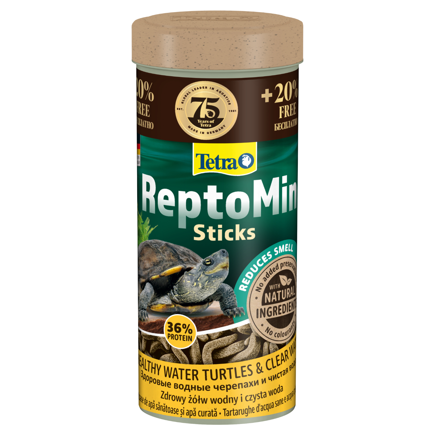 Tetra ReptoMin корм в виде палочек для водных черепах 250+ 50 мл в подарок