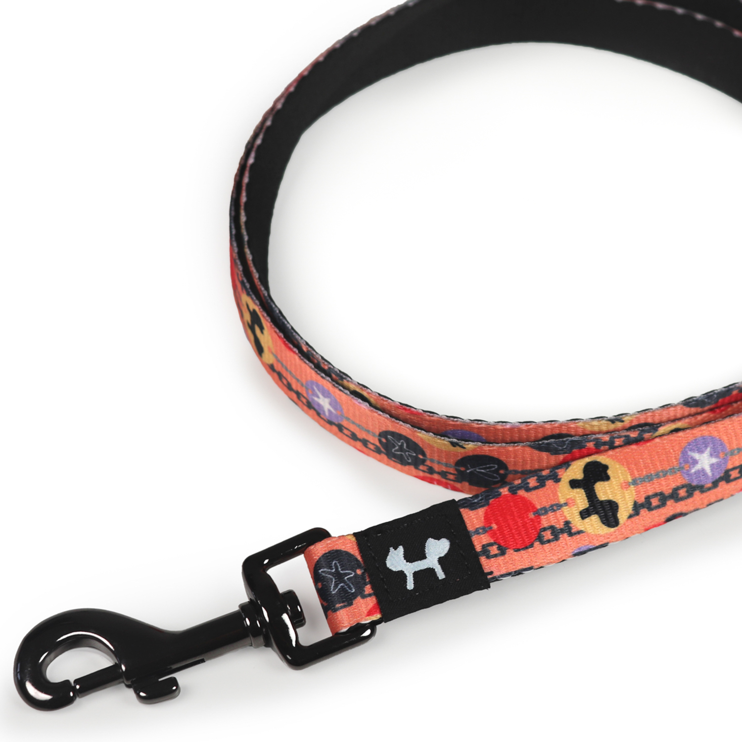 Поводок United Pets для собак Complete me Forever 120 см, 25 мм, оранжевый с рисунком