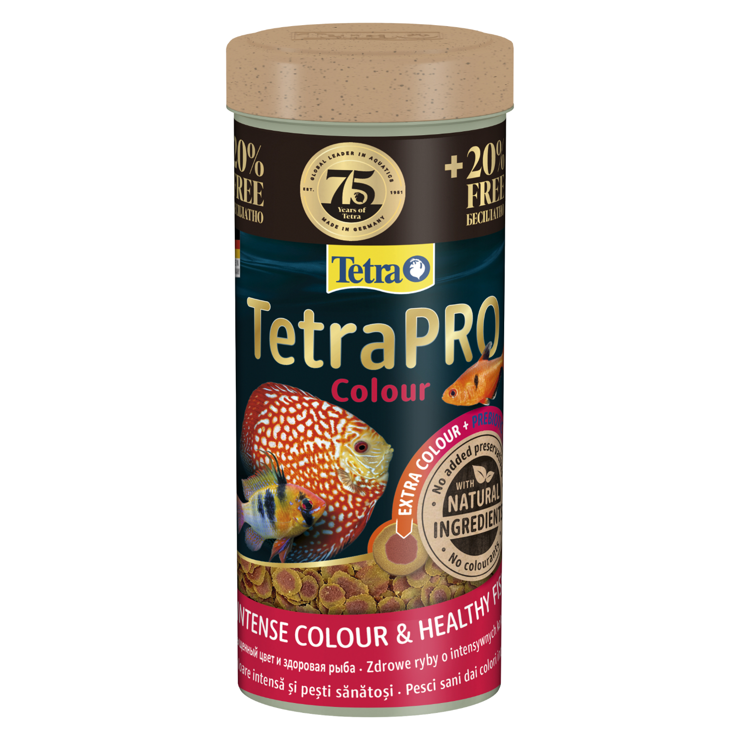 TetraPro Color Crisps корм-чипсы для улучшения окраса всех декоративных рыб 250 + 50 мл в подарок