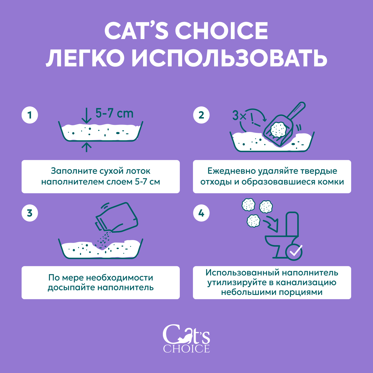 Растительный комкующийся наполнитель тофу Cat's choice с ароматом "Лаванда" 6 л/2,5 кг