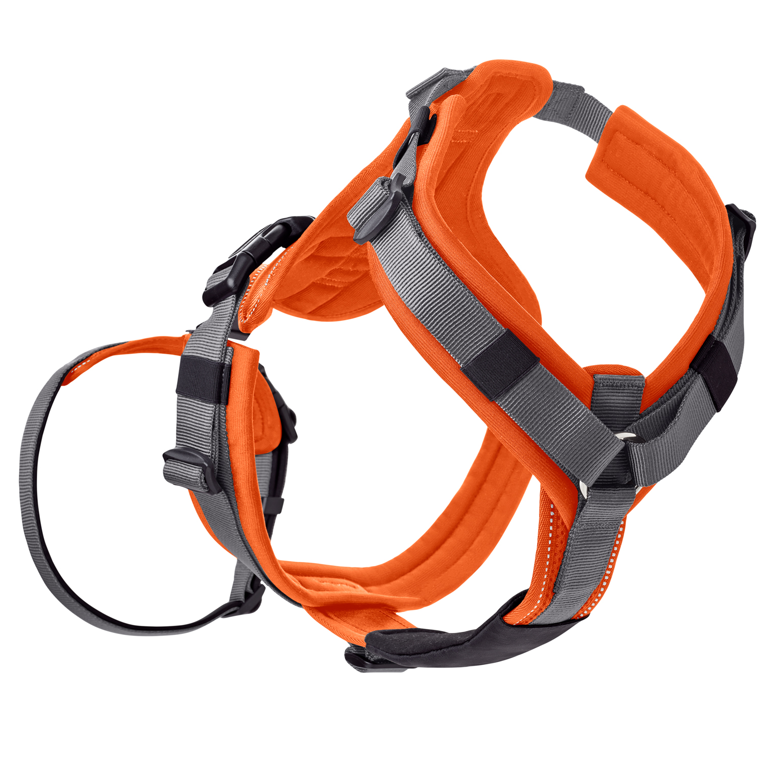 Hunter шлейка для собак Safety Maldon M-L (57-98 / 60-91 / 2,5 см) с ручкой, нейлон, оранжевый/серый СКИДКА 50%