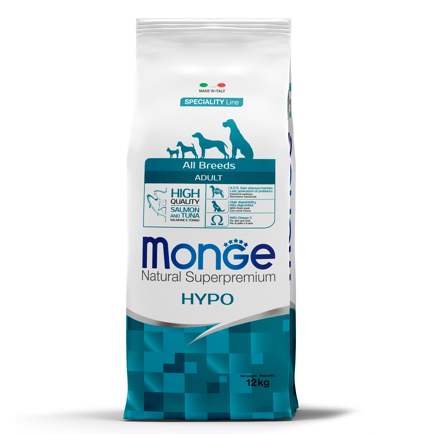 Cухой корм Monge Dog Speciality Line Hypo корм для взрослых собак, гипоаллергенный, лосось с тунцом 12 кг