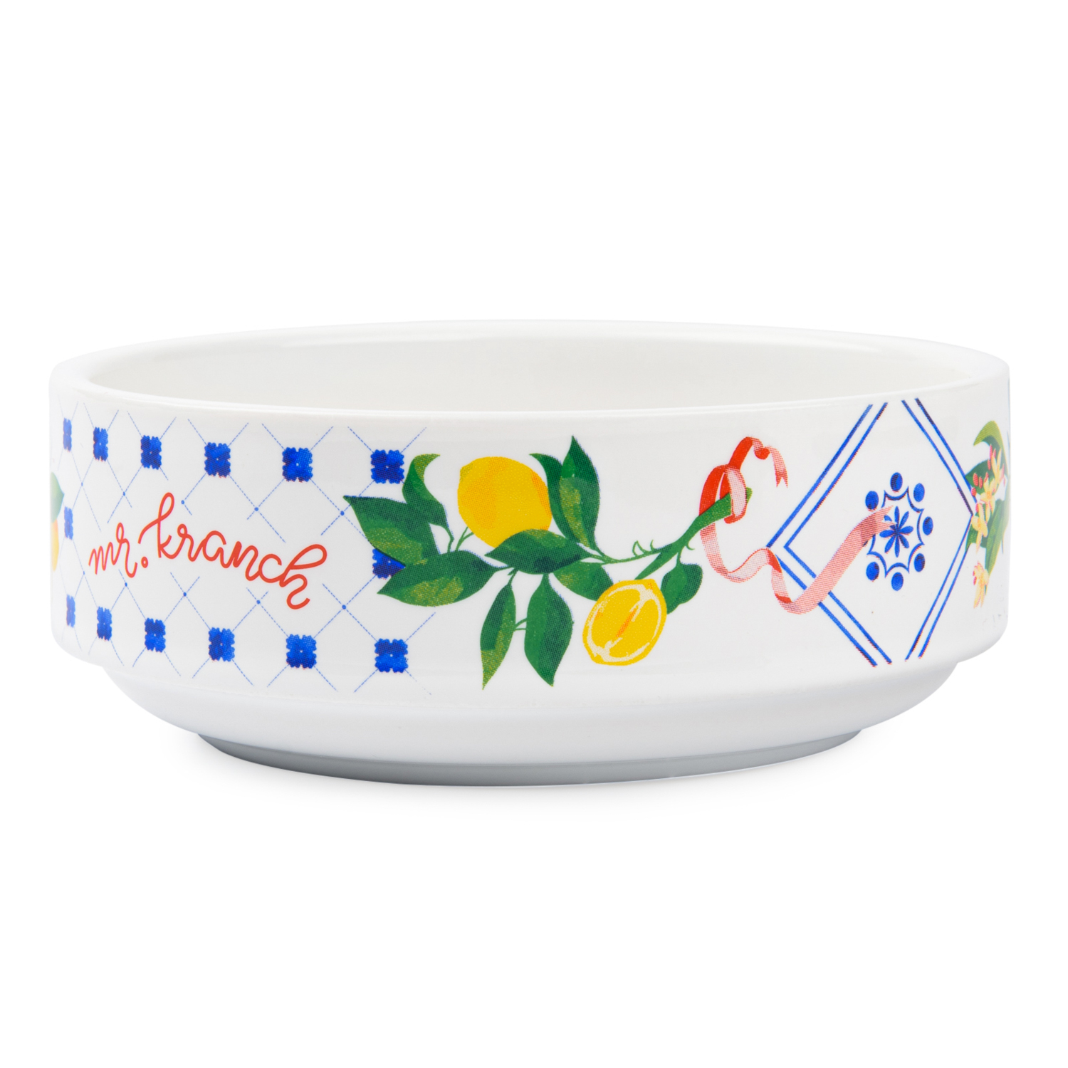 Миска Mr.Kranch для собак и кошек из фарфора Лимоны 350мл белая