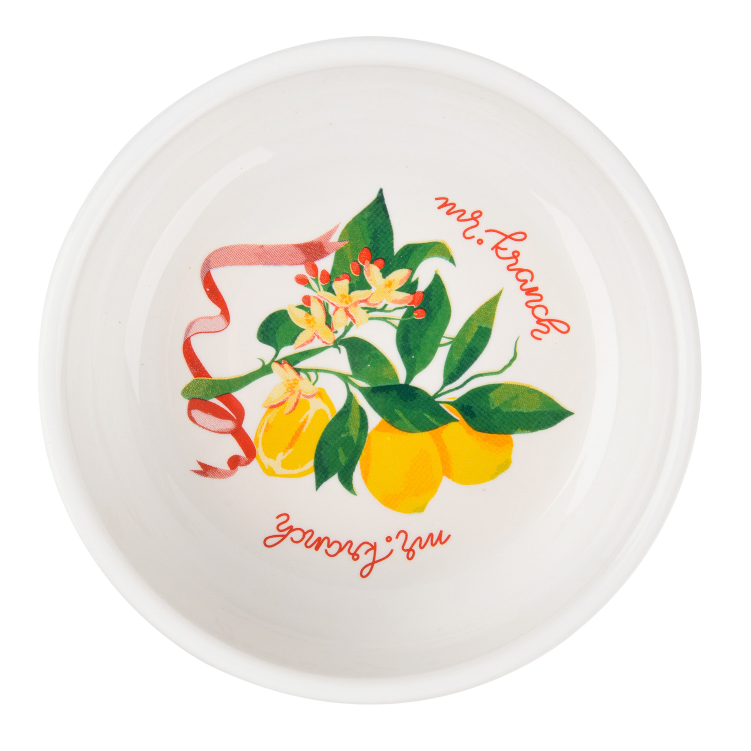 Миска Mr.Kranch для собак и кошек из фарфора Лимоны 350мл белая