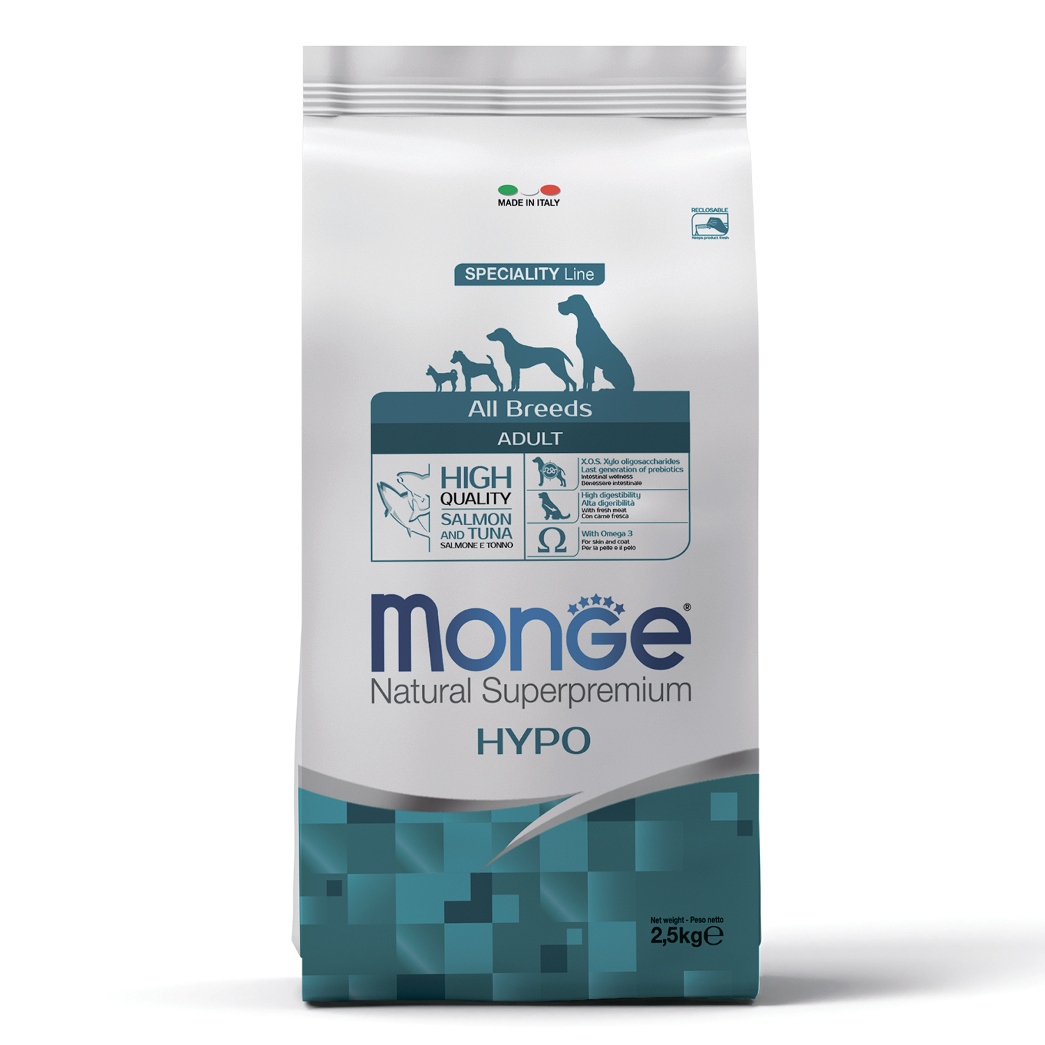 Cухой корм Monge Dog Speciality Line Hypo корм для взрослых собак, гипоаллергенный, из лосося с тунцом 2,5 кг