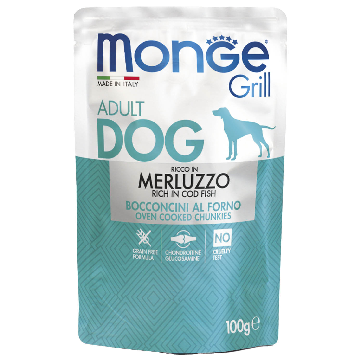 Влажный корм Monge Dog Grill для собак с треской, паучи 100 г