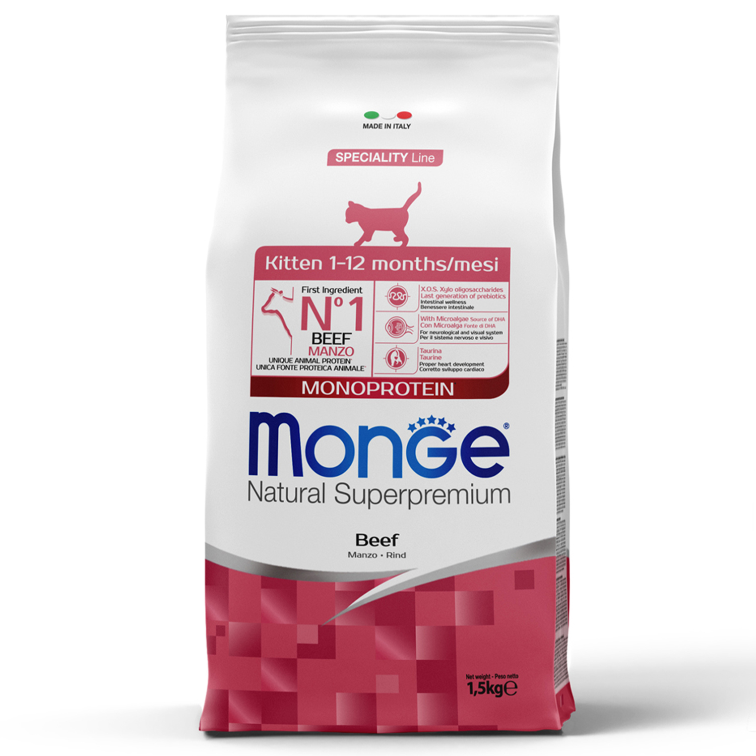 Сухой корм Monge Cat Speciality Line Monoprotein для котят и беременных кошек, из говядины 1,5 кг