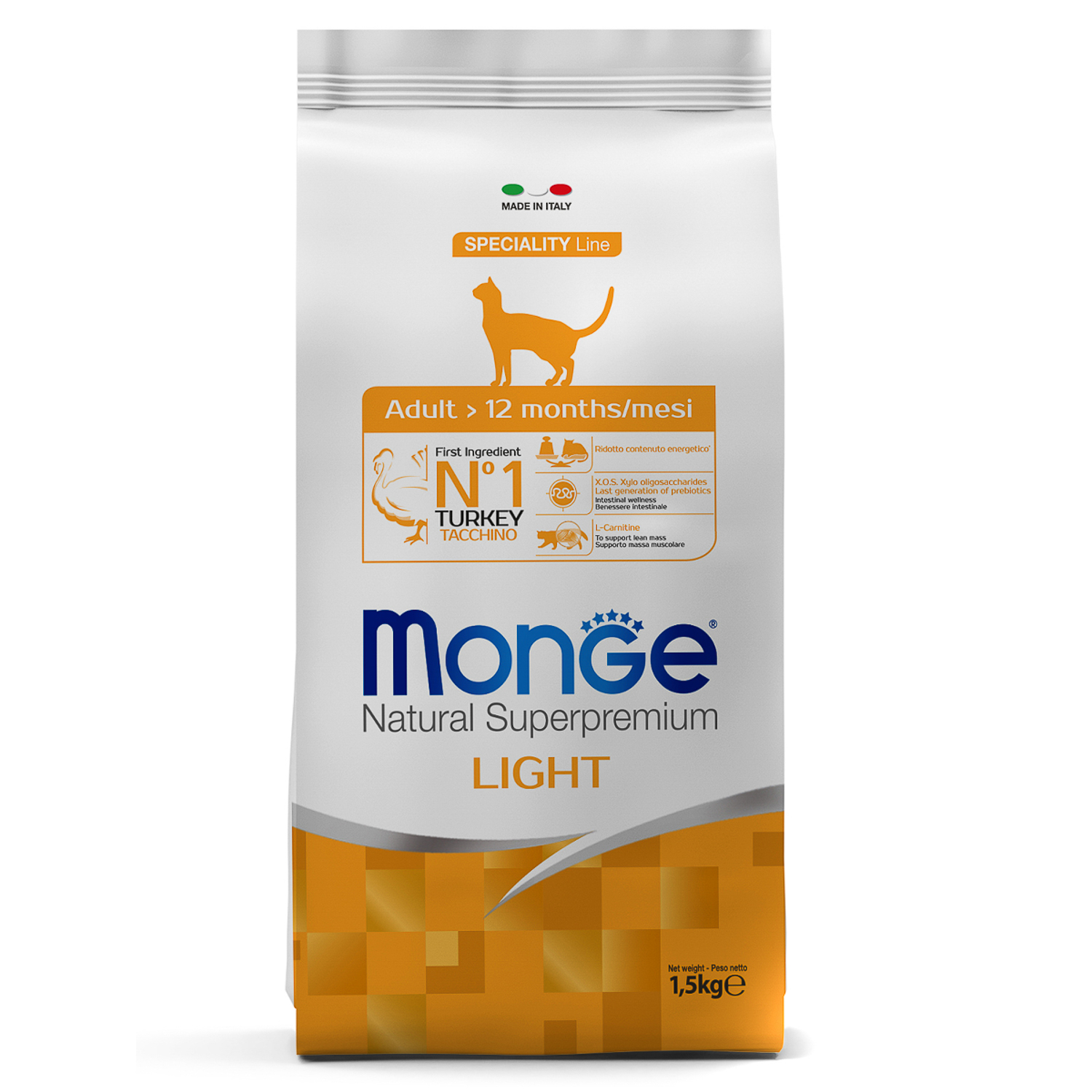 Monge Cat Speciality Light низкокалорийный корм для кошек с индейкой 1,5 кг