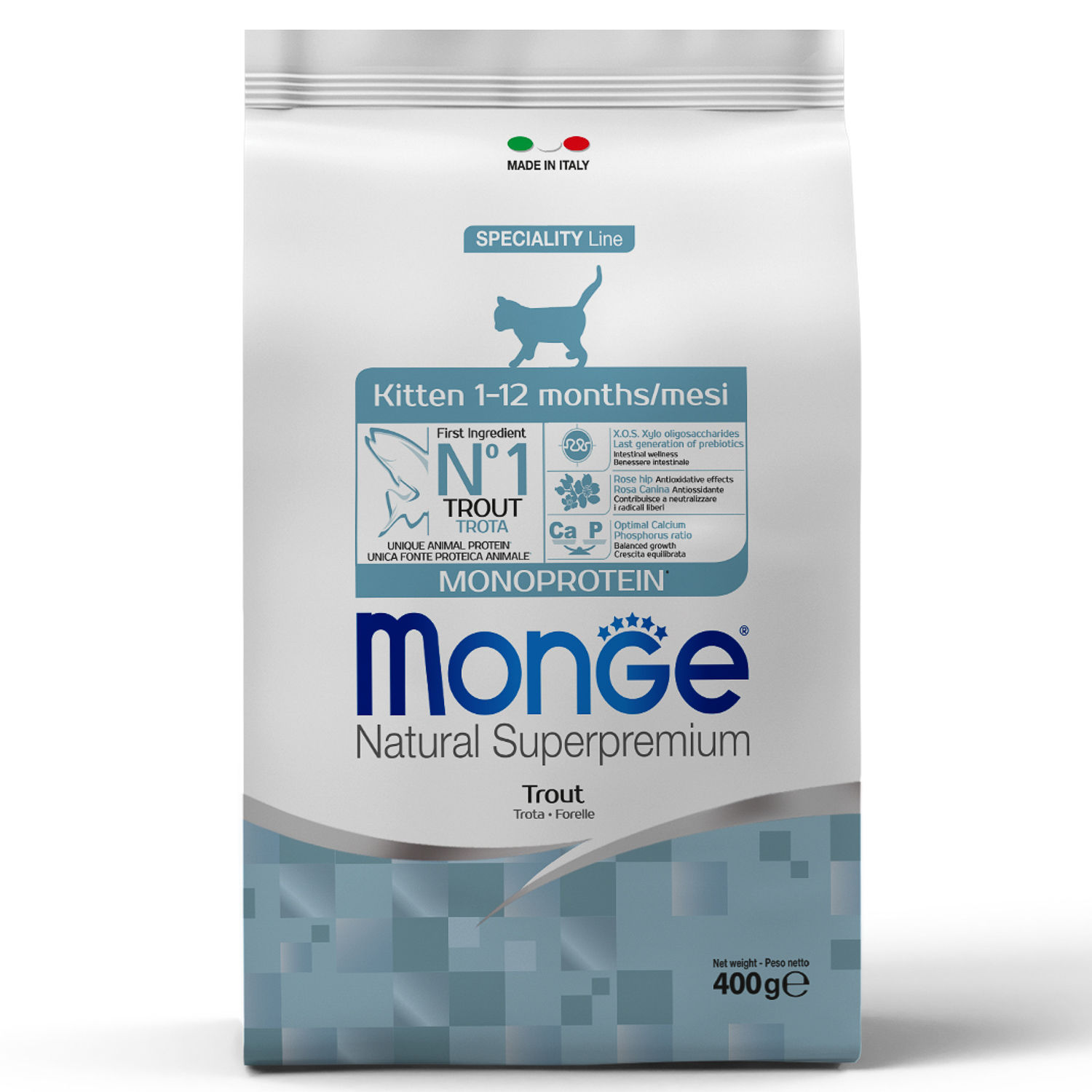 Сухой корм Monge Cat Speciality Line Monoprotein для котят и беременных кошек, из форели 400 г