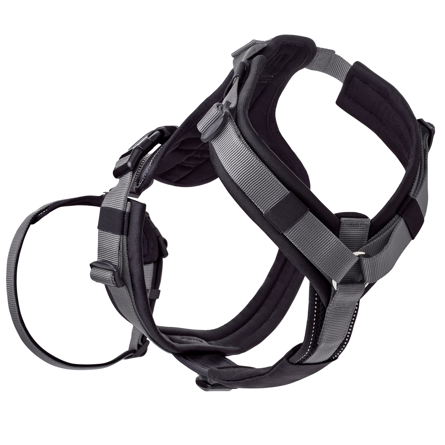 Hunter шлейка для собак Safety Maldon S-M (46-82 / 47-69 / 2 см) с ручкой, нейлон, черный/серый СКИДКА 50%