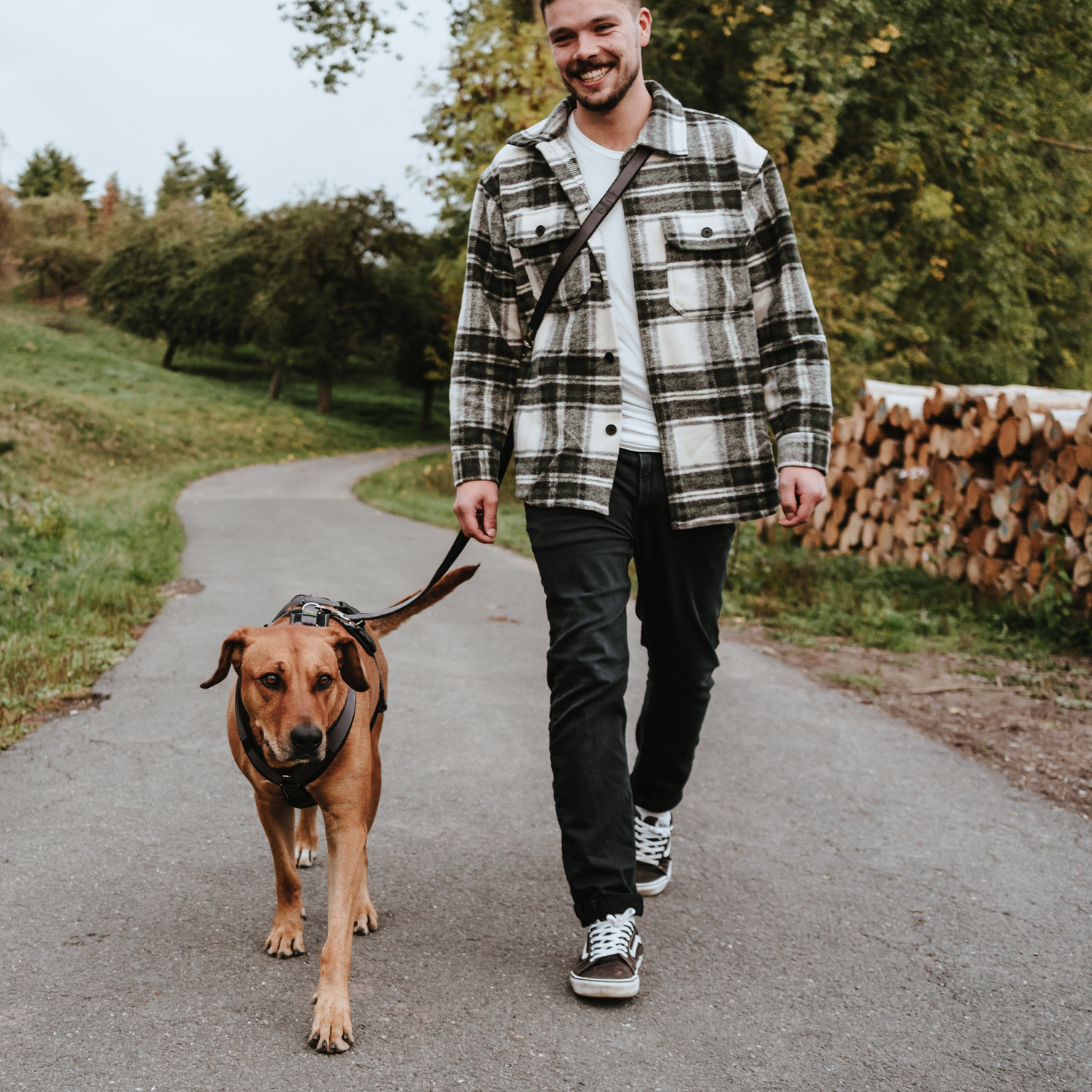 Hunter шлейка для собак Safety Maldon S-M (46-82 / 47-69 / 2 см) с ручкой, нейлон, черный/серый СКИДКА 50%