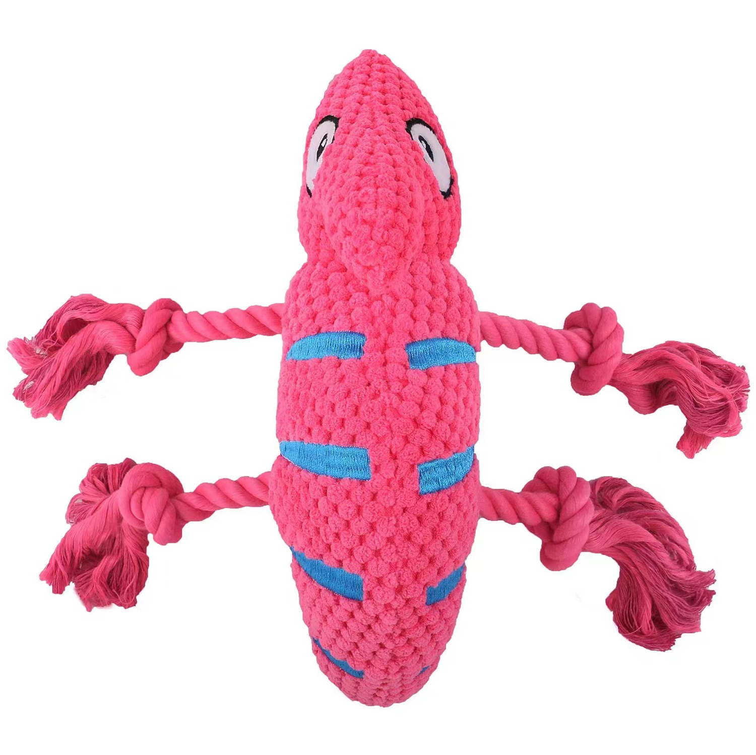 Игрушка Mr.Kranch для собак "Хамелеон" плюшевая с канатиками и пищалкой 26 см розовая