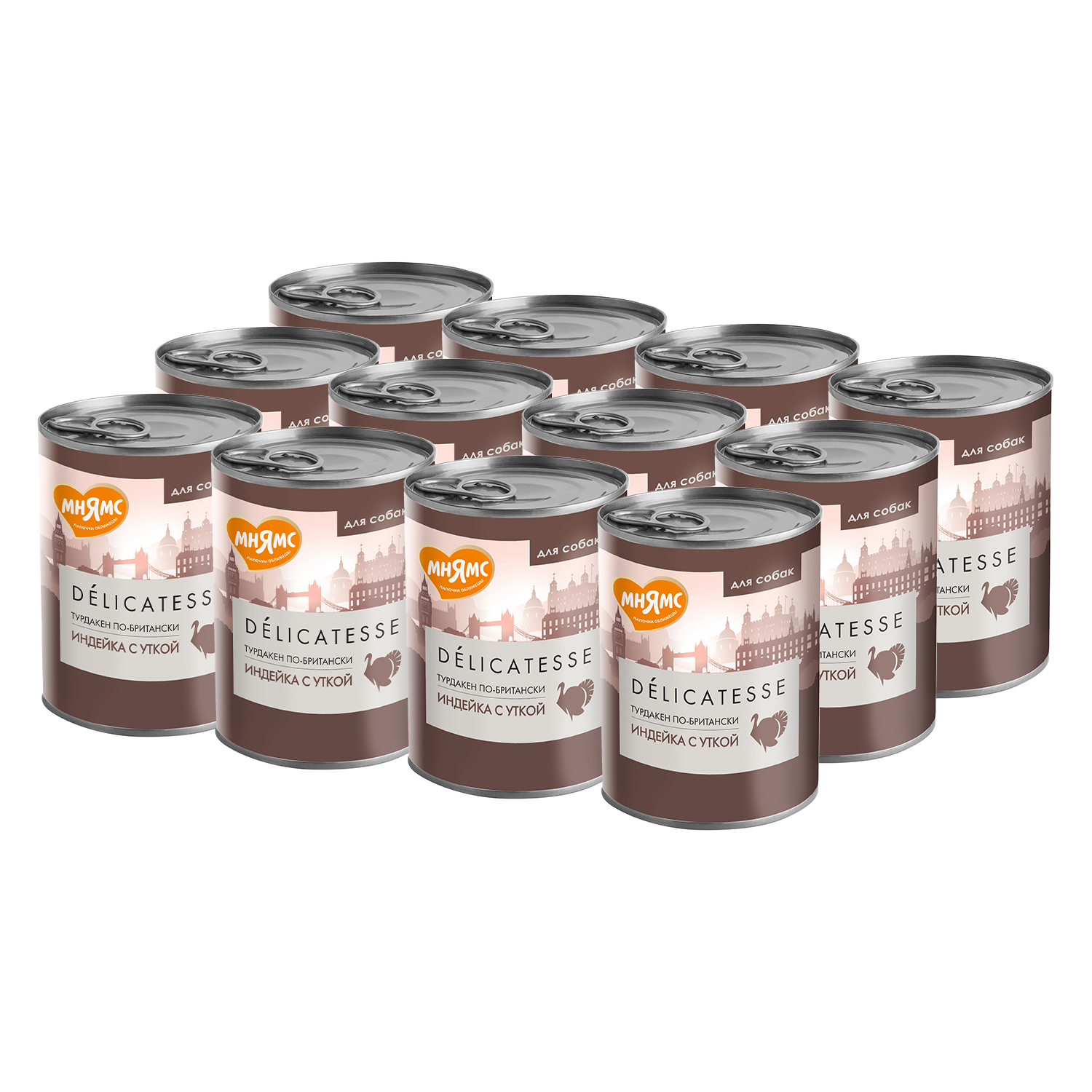 Влажный корм Мнямс Деликатес Паштет из индейки с уткой для собак всех пород "Турдакен по-британски" 400 г