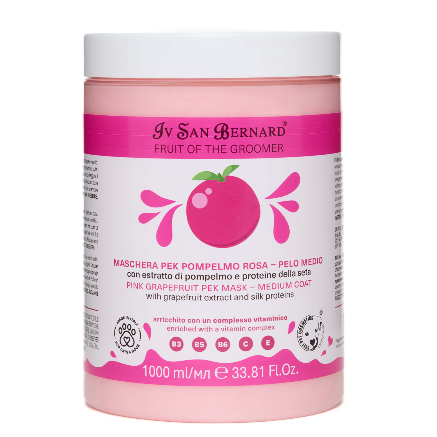 ISB Fruit of the Groomer Pink Grapefruit маска восстанавливающая для шерсти средней длины с протеинами шелка 1000 мл