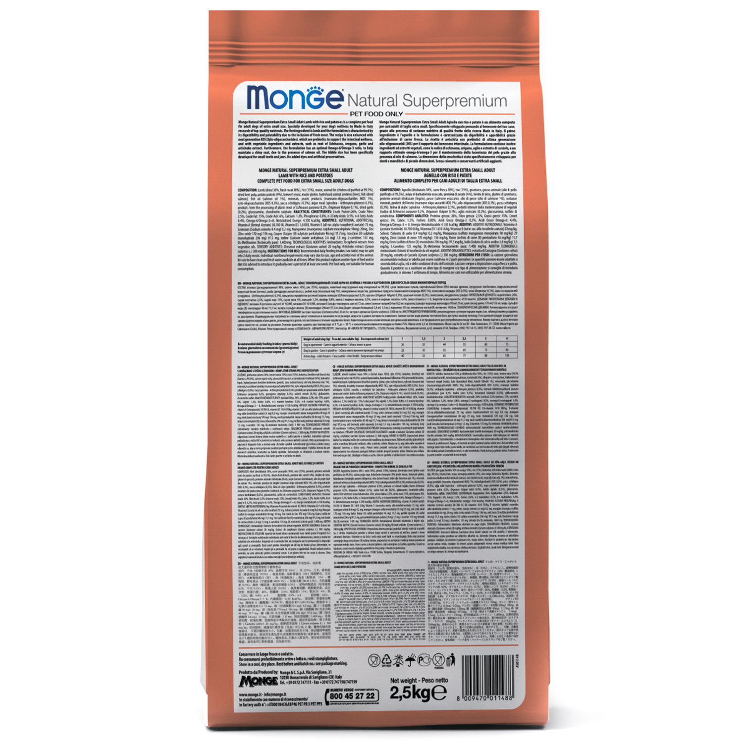 Сухой корм Monge Dog Speciality Line Monoprotein Extra Small для взрослых собак миниатюрных пород, с лососем и рисом 2,5 кг