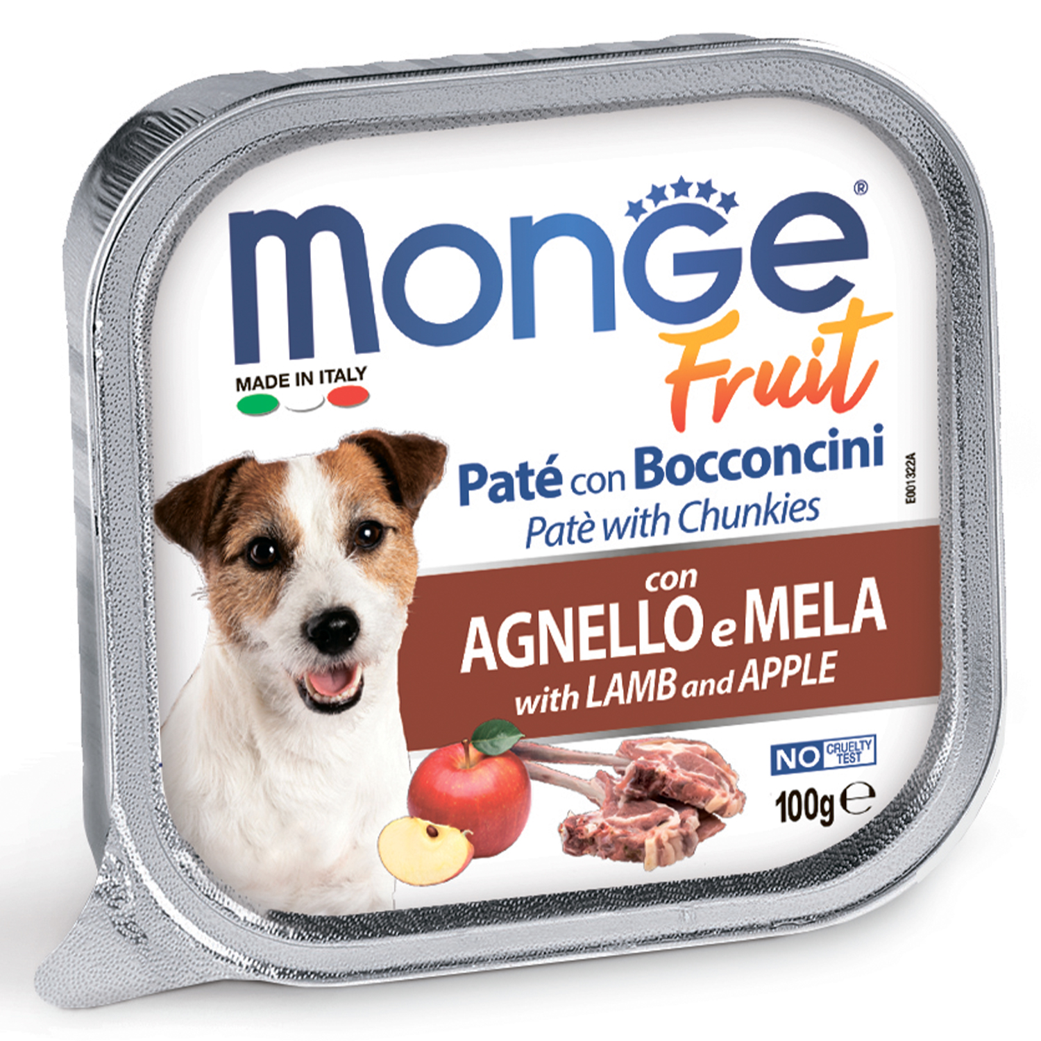 Влажный корм Monge Dog Fruit для собак, с ягненком и яблоком, консервы 100 г