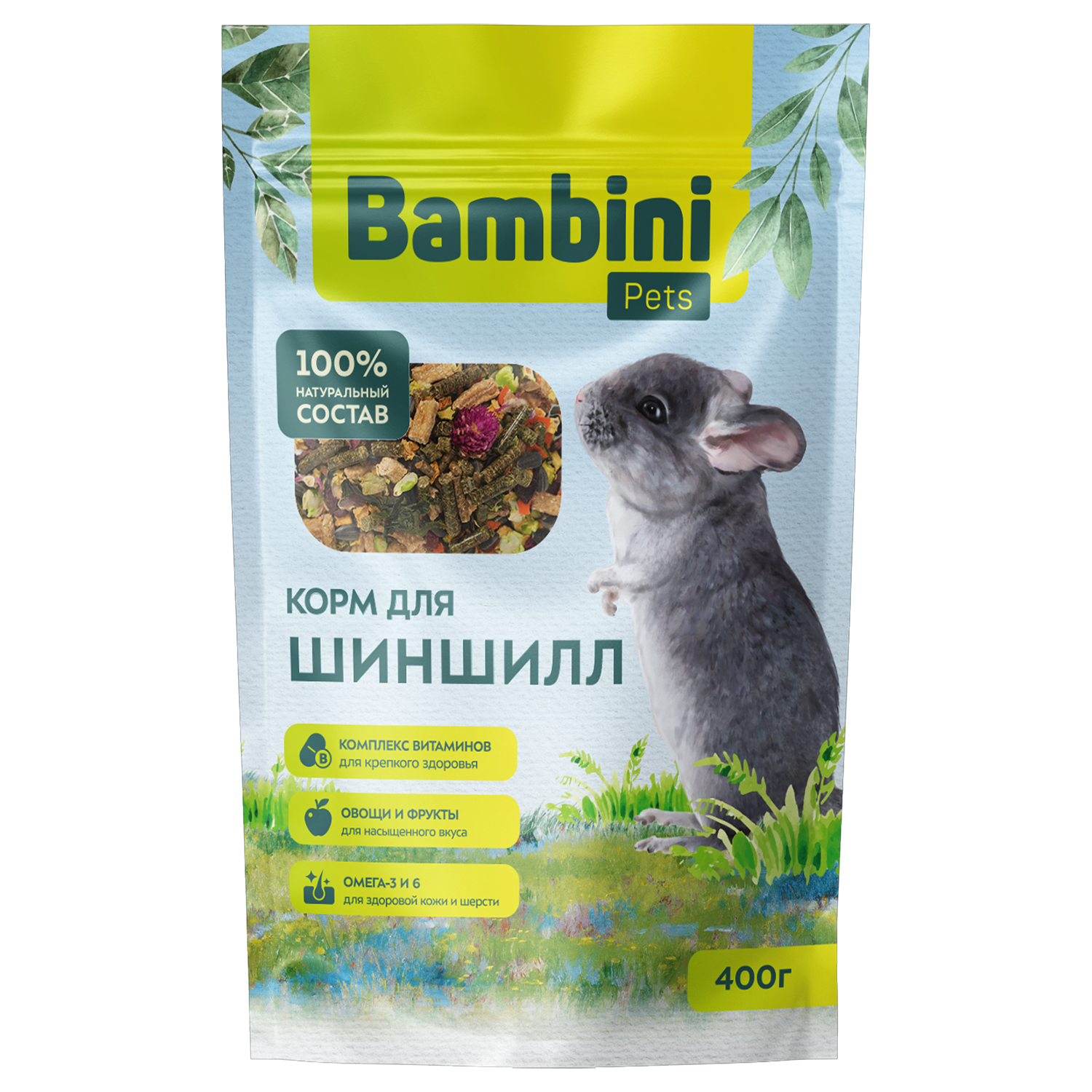 Корм Bambini Pets для шиншилл, 400 г Корм Bambini Pets для шиншилл, 400 г