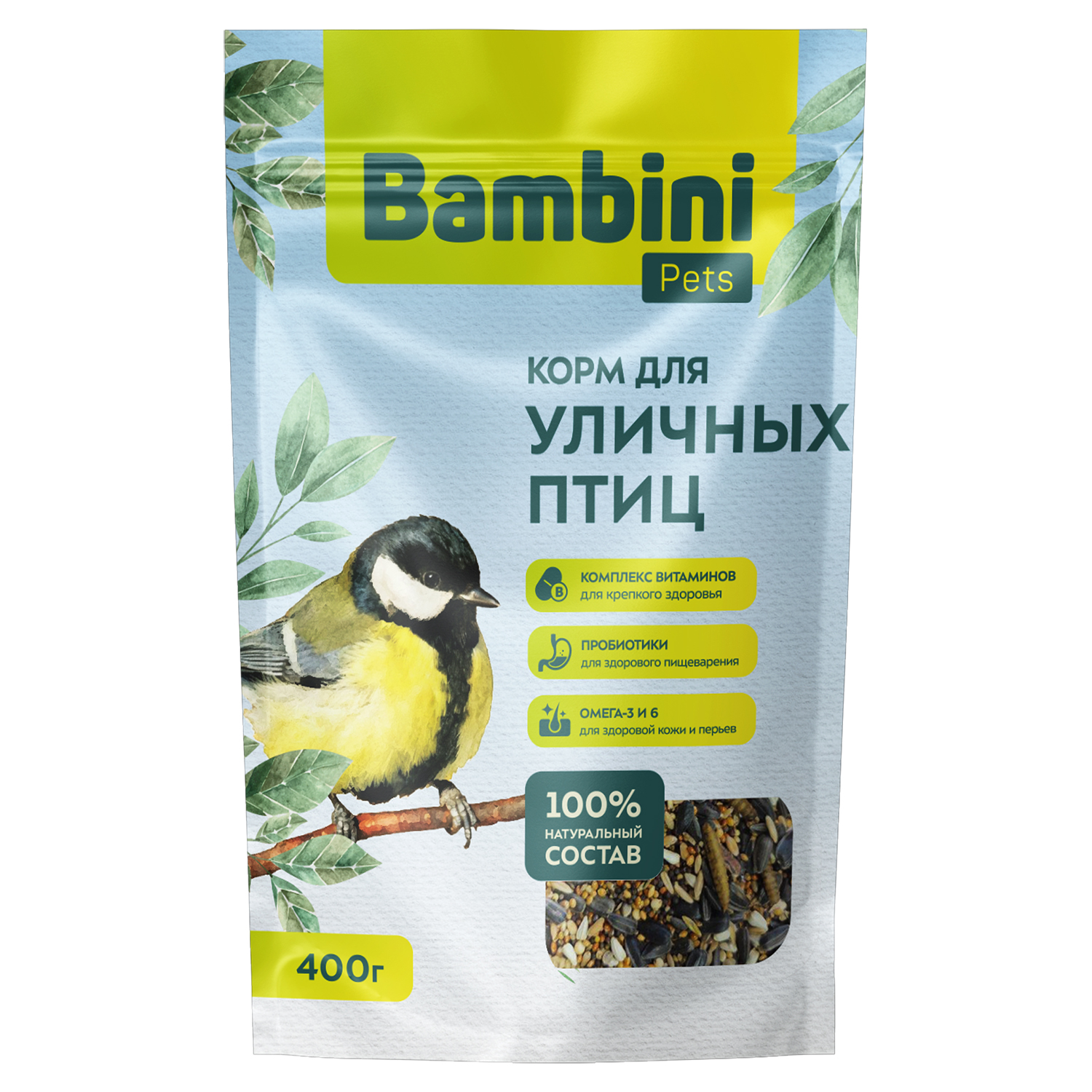 Корм Bambini Pets для уличных птиц, 400 г Корм Bambini Pets для уличных птиц, 400 г
