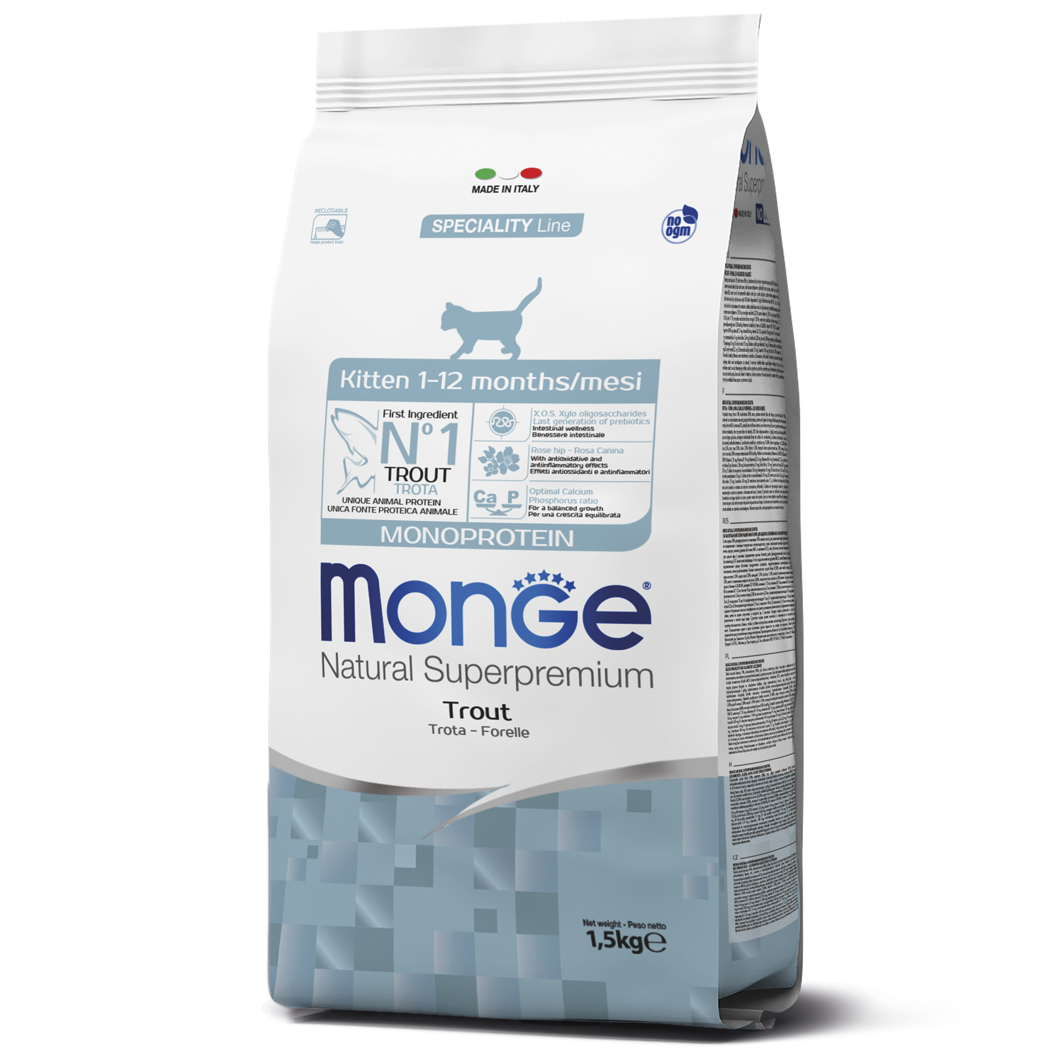 Сухой корм Monge Cat Speciality Line Monoprotein для котят и беременных кошек, из форели 1,5 кг