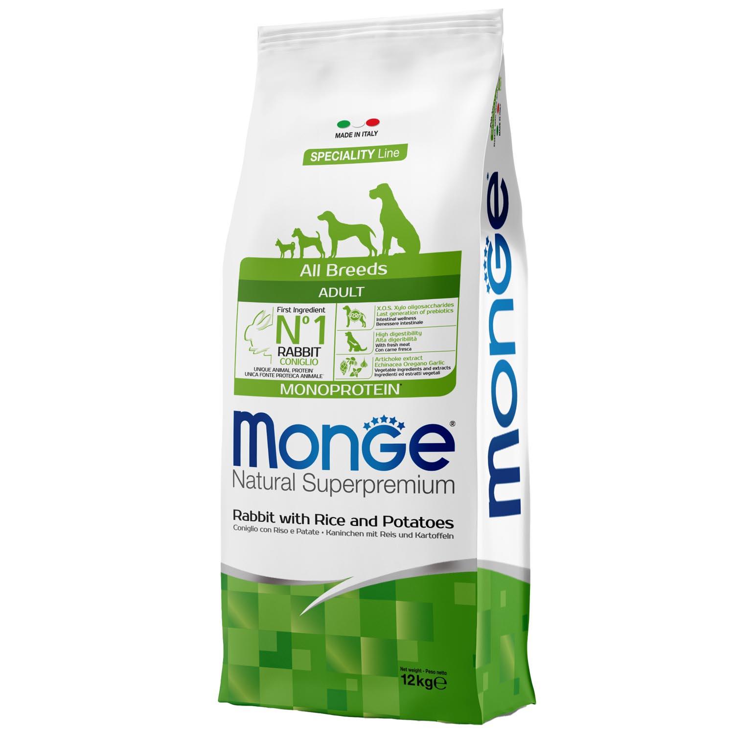 Сухой корм Monge Dog Speciality Line Monoprotein для взрослых собак всех пород, из кролика с рисом и картофелем 12 кг