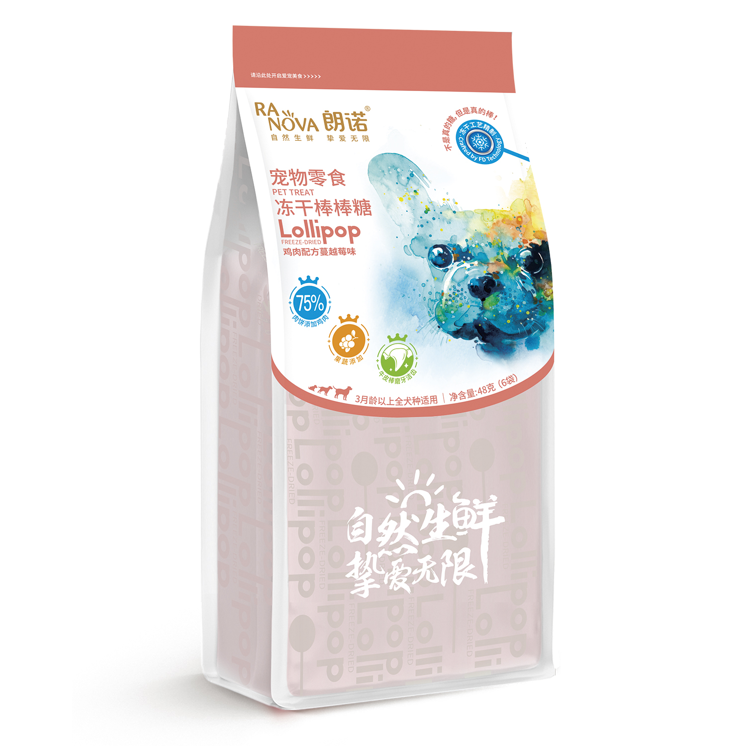 Лакомство Ranova для собак CN сублимированное на палочке с клюквой, 8 г х 6 шт