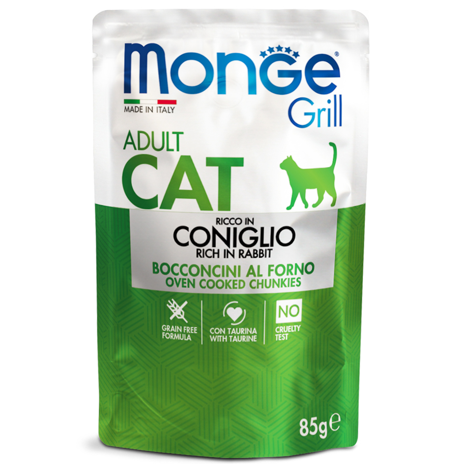 Monge Cat Grill Pouch паучи для взрослых кошек итальянский кролик 85г