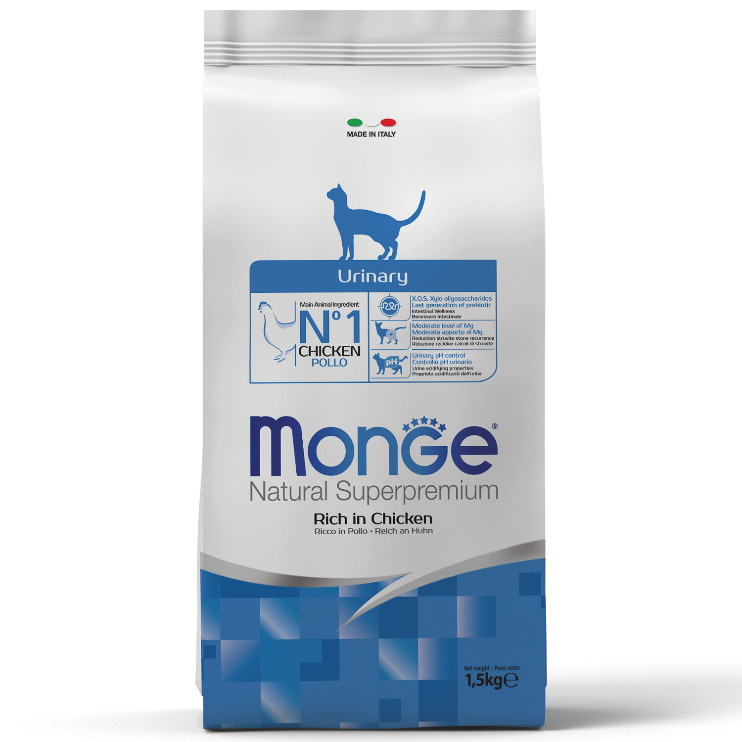 Сухой корм Monge Cat Daily Line Urinary для кошек, для профилактики МКБ, с курицей 1,5 кг