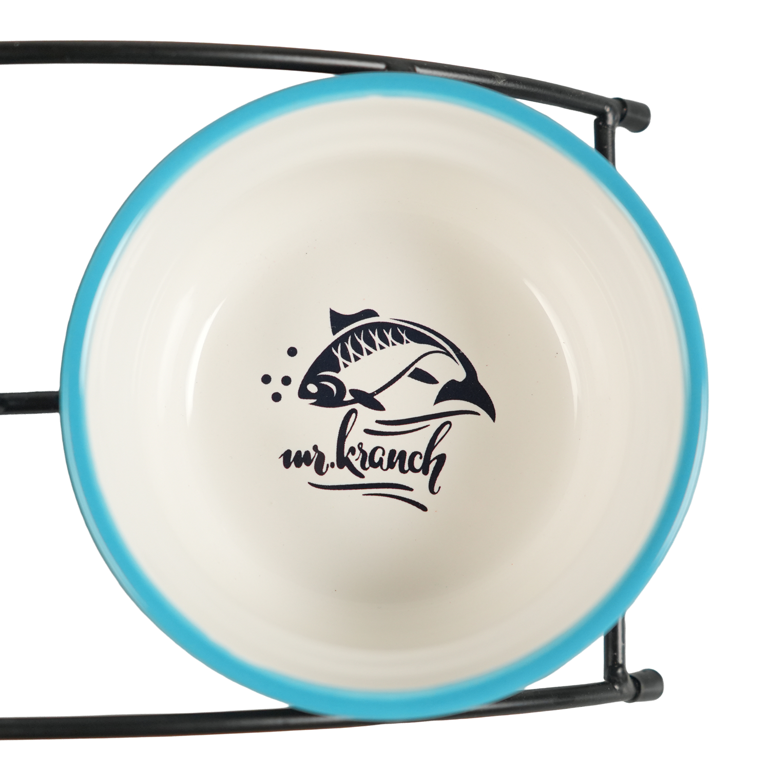 Миски Mr.Kranch на подставке для собак и кошек двойные 2x290 мл fish&chips, голубые