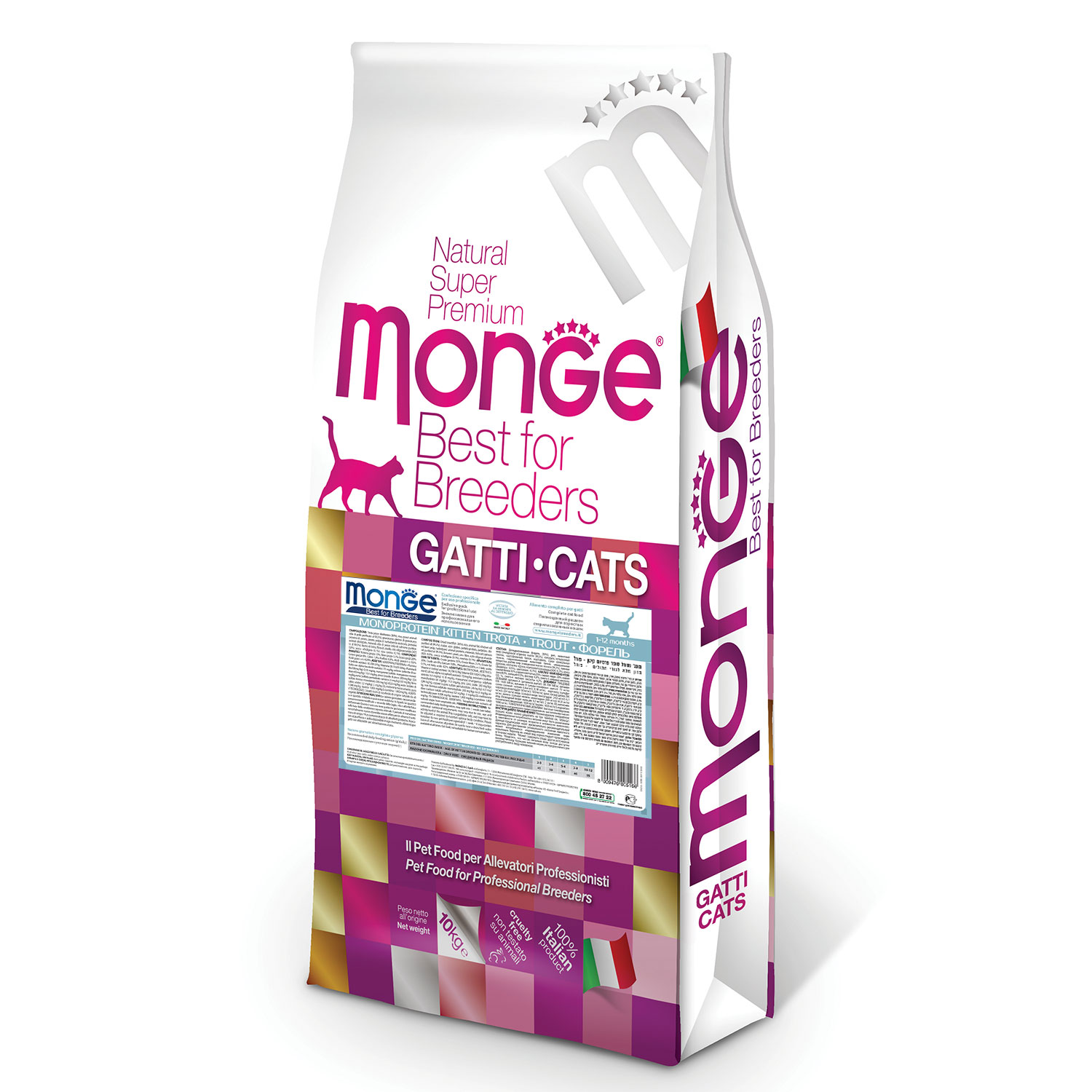 Купить Сухой корм Monge Cat PFB Speciality Line Monoprotein для котят и  беременных кошек, из форели 10 кг в интернет-магазине Monge