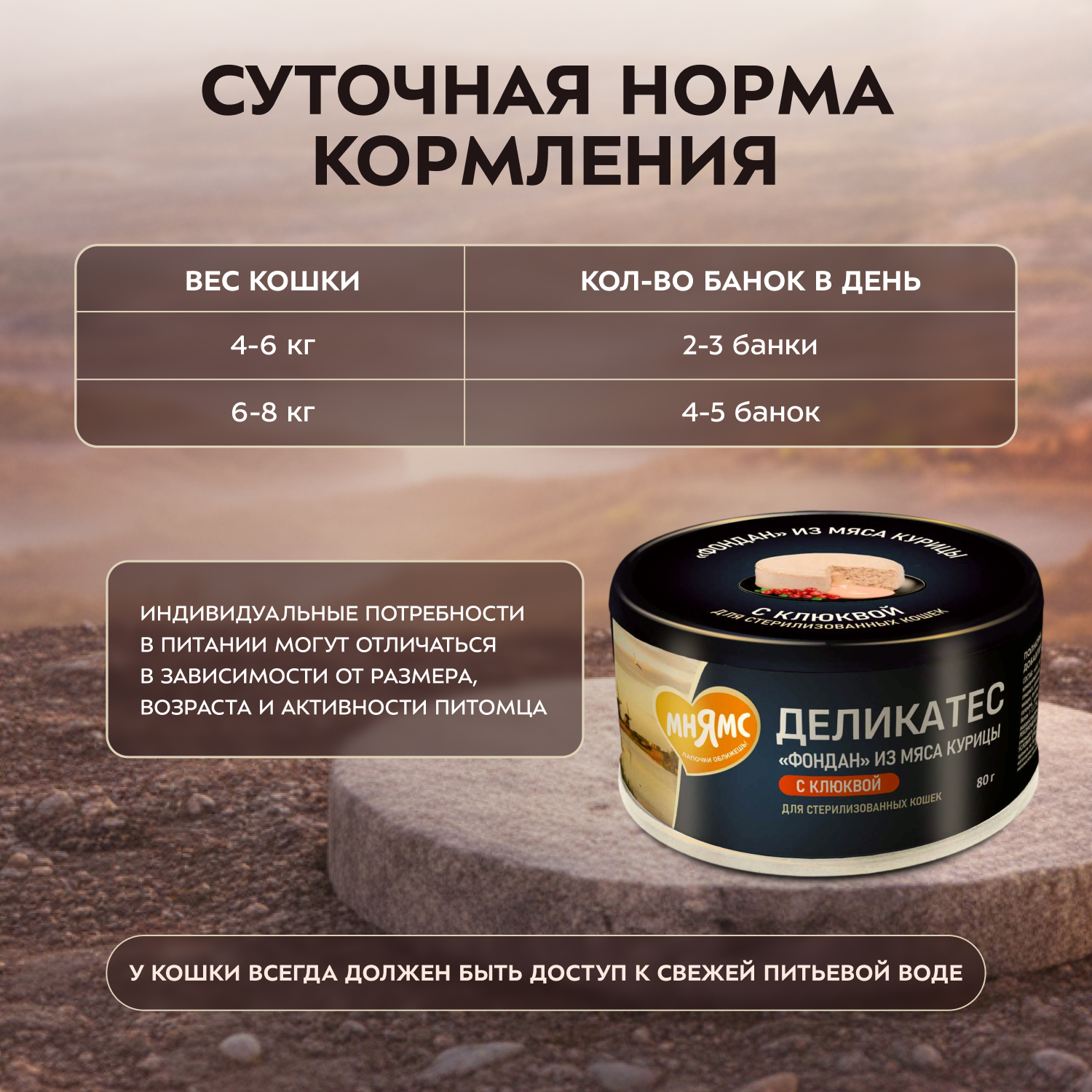 Влажный корм Мнямс Деликатес "Фондан" из мяса курицы с клюквой для стерилизованных кошек 80 г