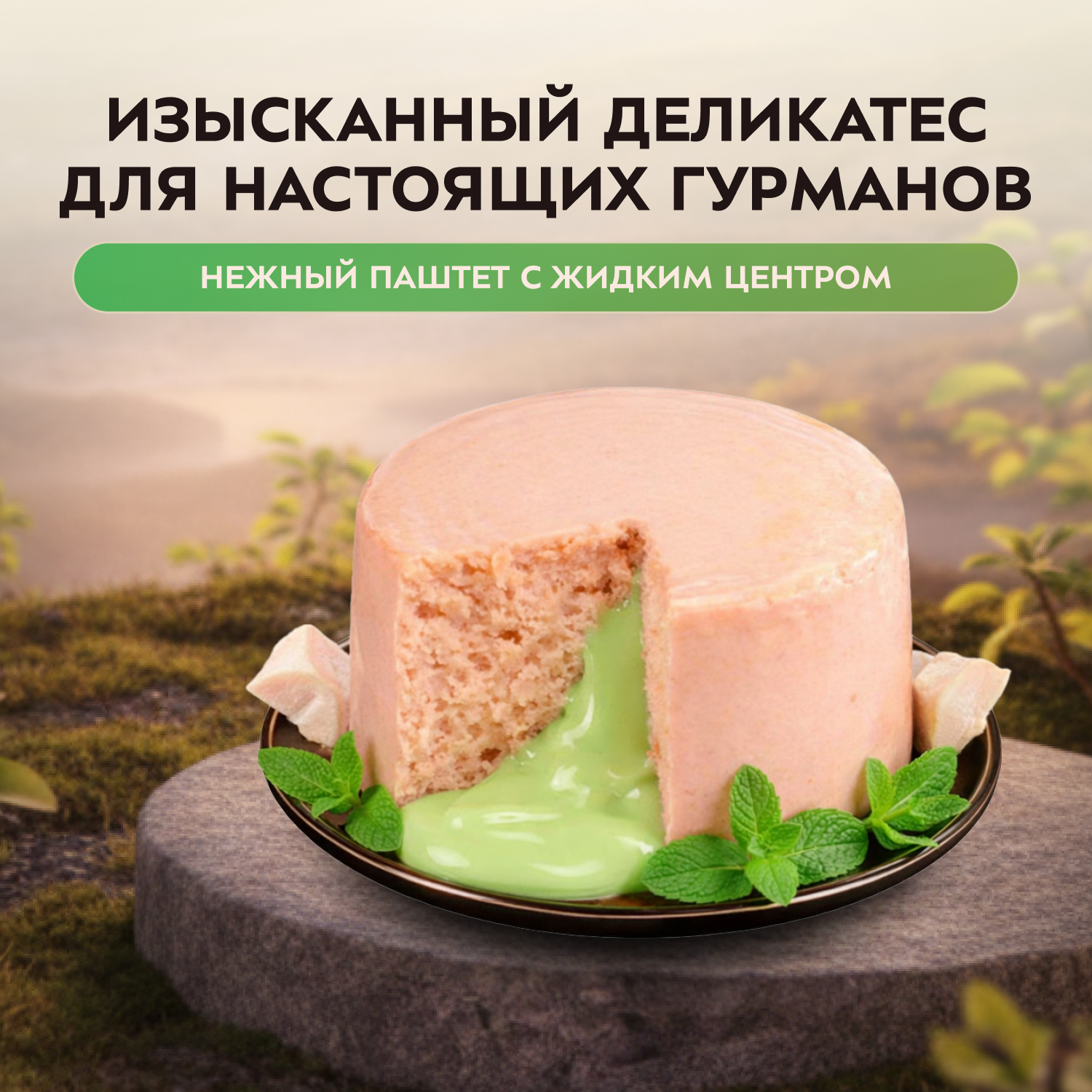 Влажный корм Мнямс Деликатес "Фондан" из мяса курицы с кошачьей мятой для кошек 80 г