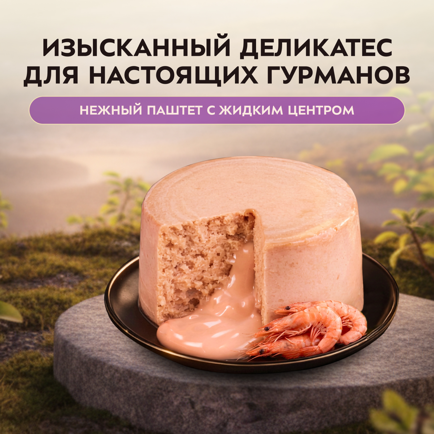 Влажный корм Мнямс Деликатес "Фондан" из мяса курицы с маслом криля для кошек 80 г