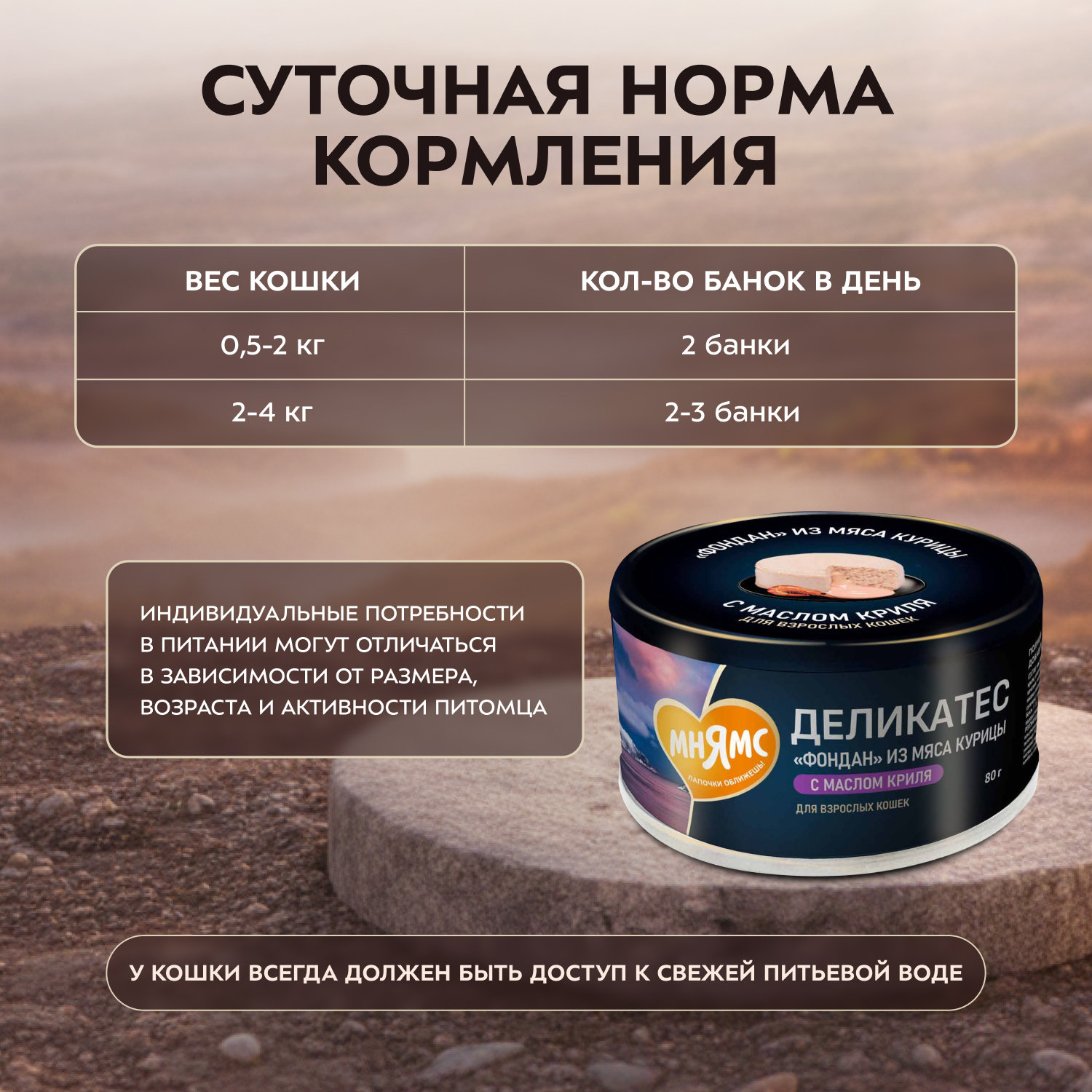 Влажный корм Мнямс Деликатес "Фондан" из мяса курицы с маслом криля для кошек 80 г