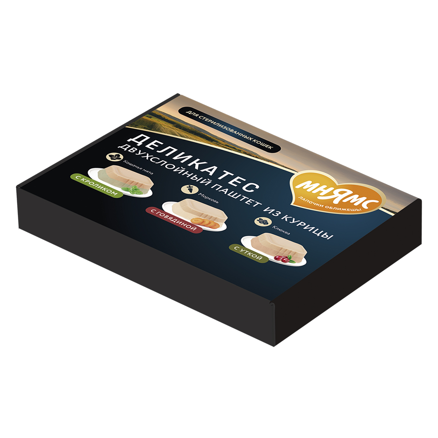 Влажный корм Мнямс Деликатес для взрослых и стерилизованных кошек «Ассорти двухслойных паштетов» 40 г х 6 шт.