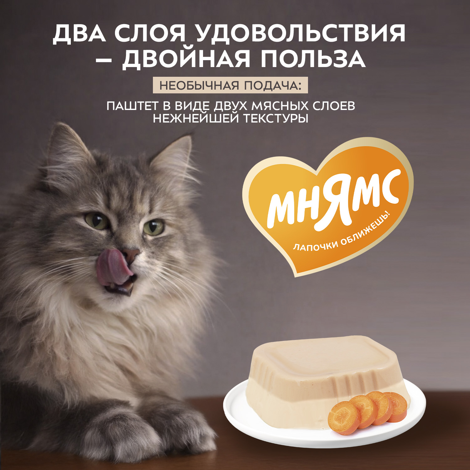 Влажный корм Мнямс Деликатес для взрослых и стерилизованных кошек «Ассорти двухслойных паштетов» 40 г х 6 шт.