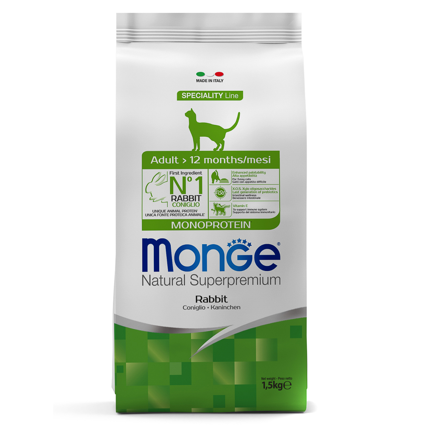 Сухой корм Monge Cat Speciality Line Monoprotein Adult для взрослых кошек, из кролика 1,5 кг