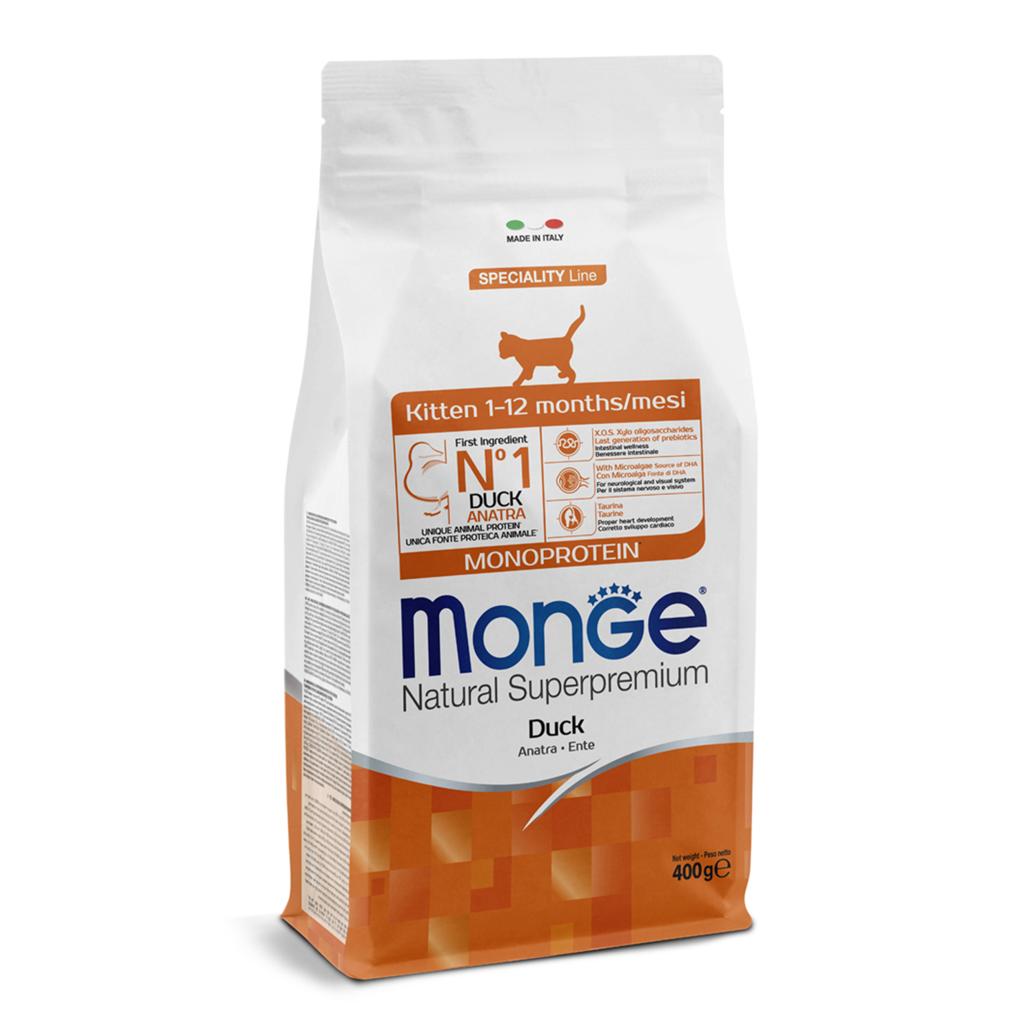 Сухой корм Monge Cat Speciality Line Monoprotein для котят и беременных кошек, из утки 400 г