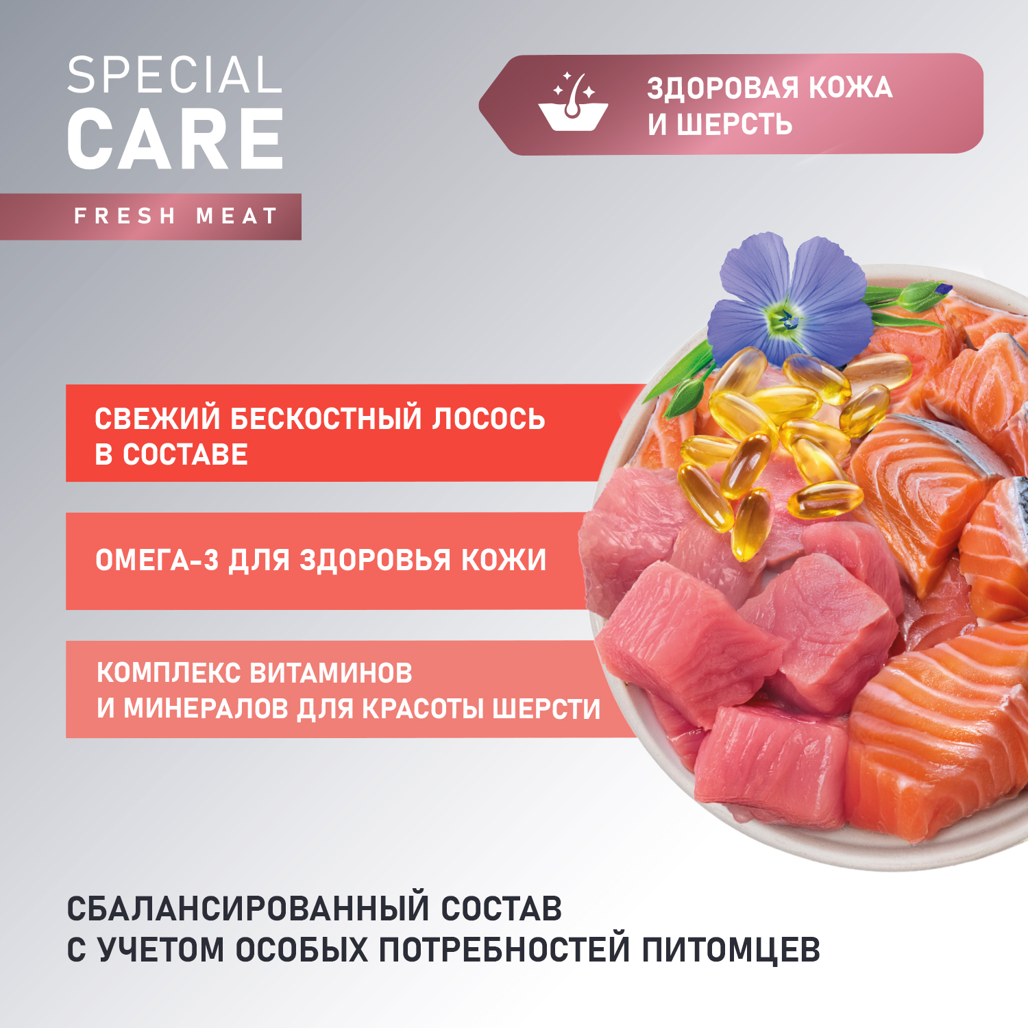 Сухой корм AWARD SPECIAL CARE Sensitive Skin&Coat для взрослых собак всех пород для здоровой кожи и шерсти со свежим лососем 2кг
