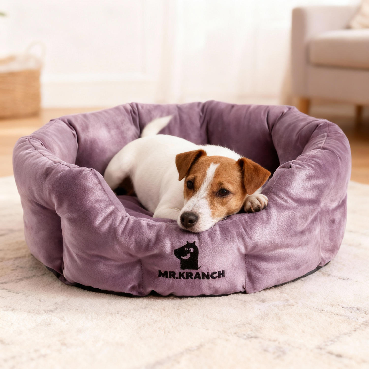 Лежанка Mr.Kranch для собак круглая размер 50х40х20см сирень