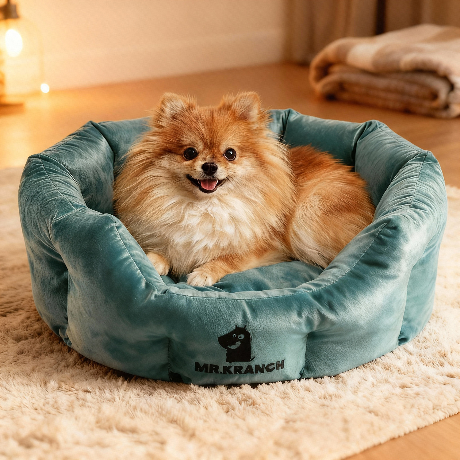 Лежанка Mr.Kranch для собак круглая размер 50х40х20см изумрудная