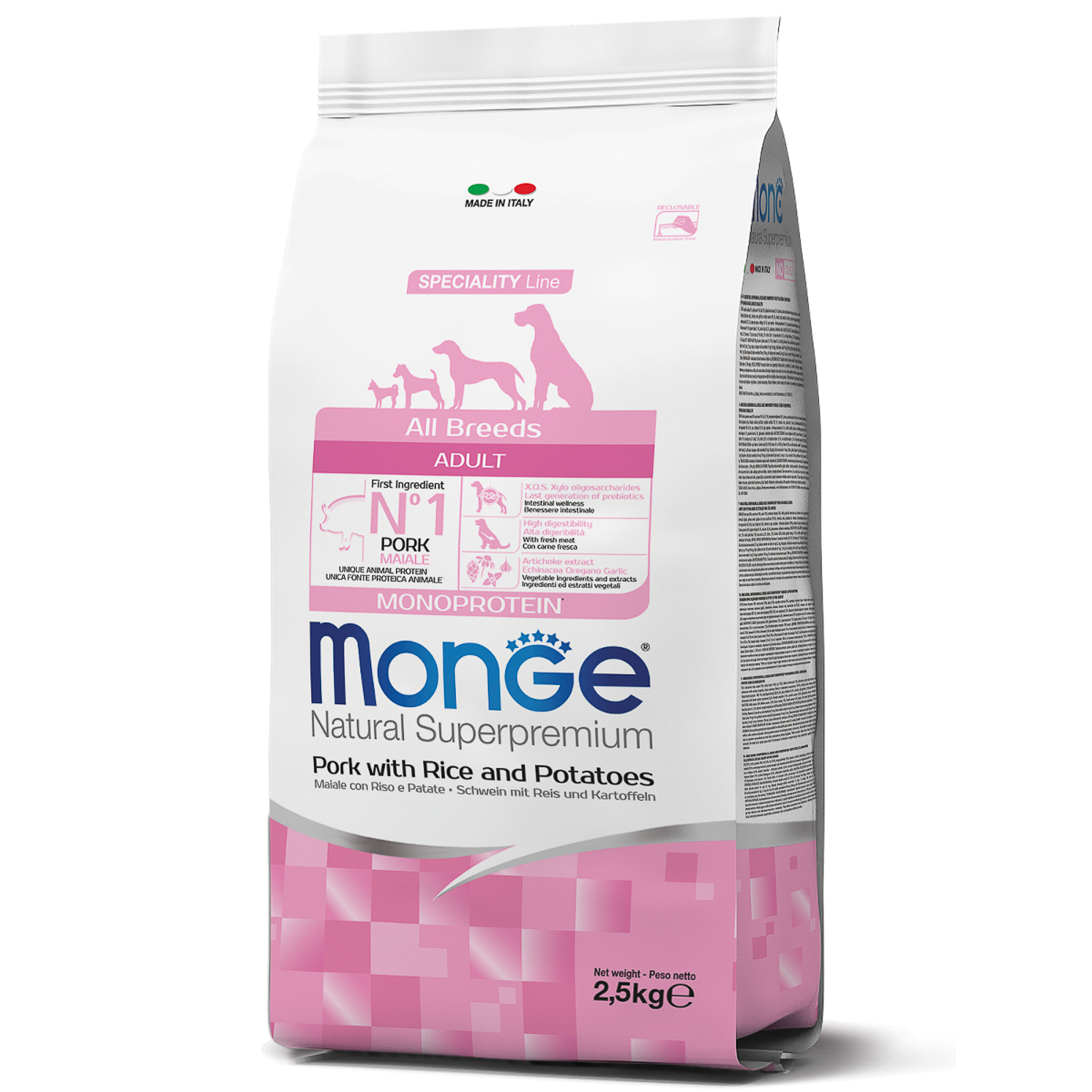 Monge Dog Monoprotein корм для собак всех пород свинина с рисом и картофелем 2,5 кг