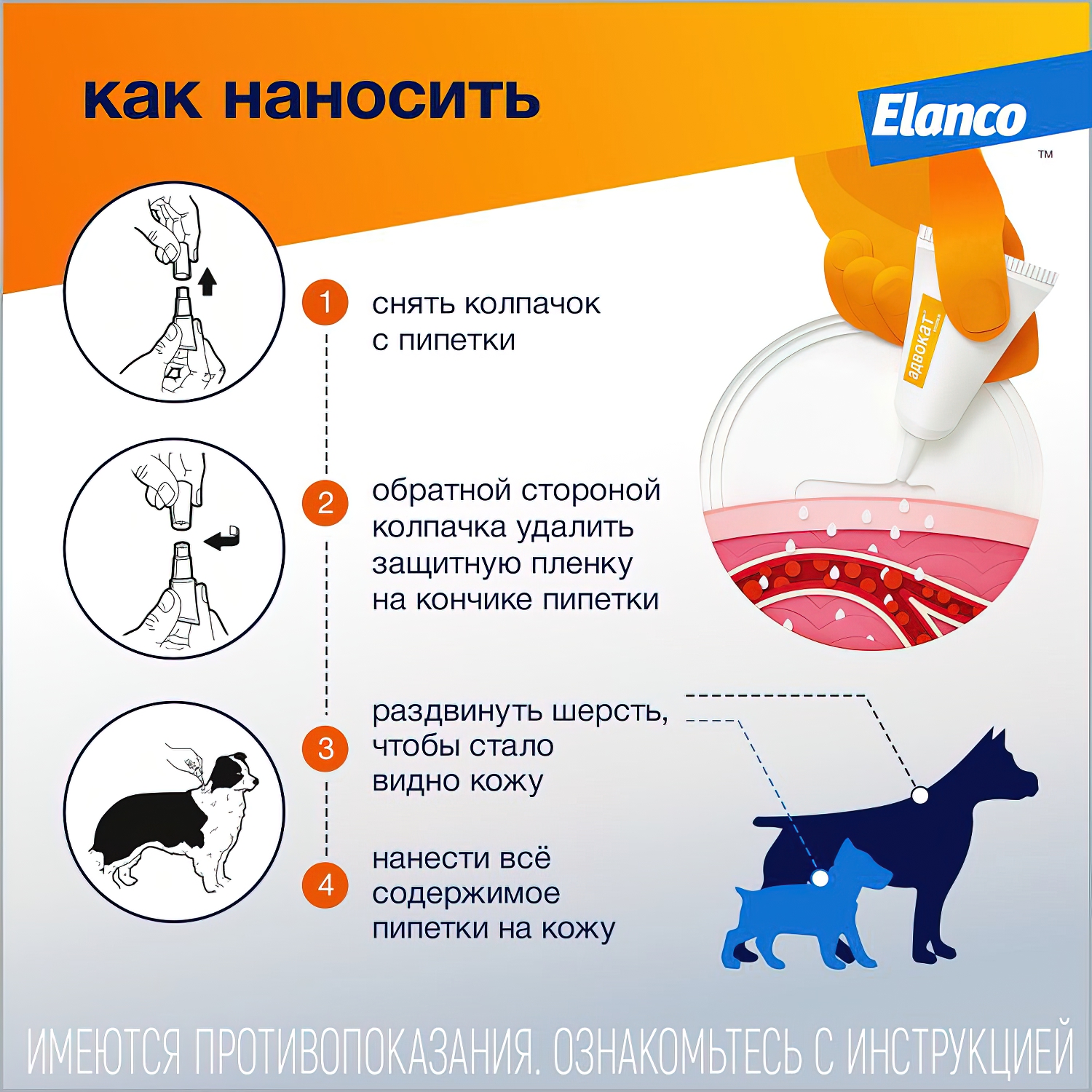 Bayer Адвокат капли для собак до 4 кг от чесоточных клещей, блох и гельминтов (3 пипетки х 0,4 мл)