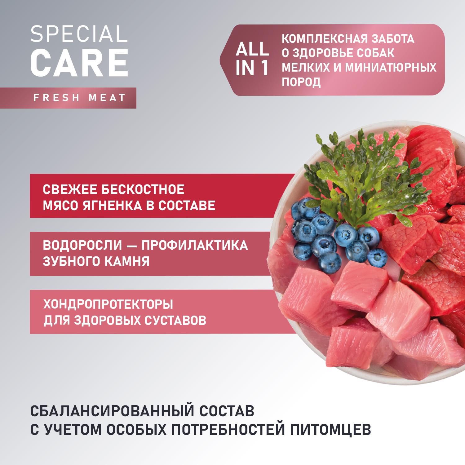 Сухой корм AWARD SPECIAL CARE Toy Breed Support для взрослых собак мелких и миниатюрных пород со свежим мясом ягненка 1,5кг